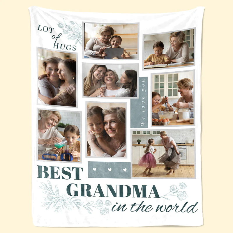 Custom Photo Best Grandma In The World - Family Personalized Custom Blanket - Gift For Grandma, Grandpa - Image 2