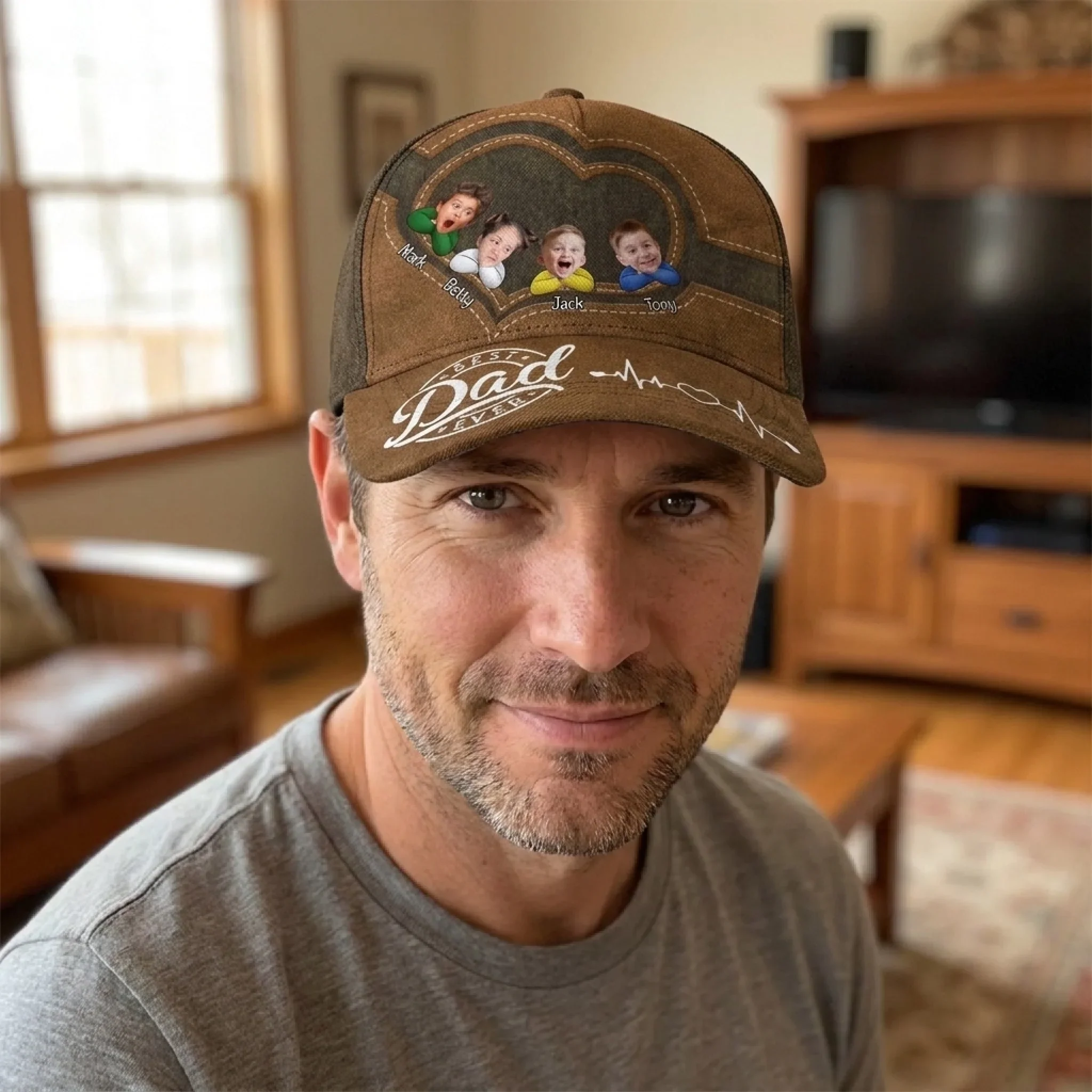 Custom Photo Best Papa Ever - Family Personalized Custom Hat, All Over Print Classic Cap - Father's Day, Gift For Dad, Grandpa - Image 2