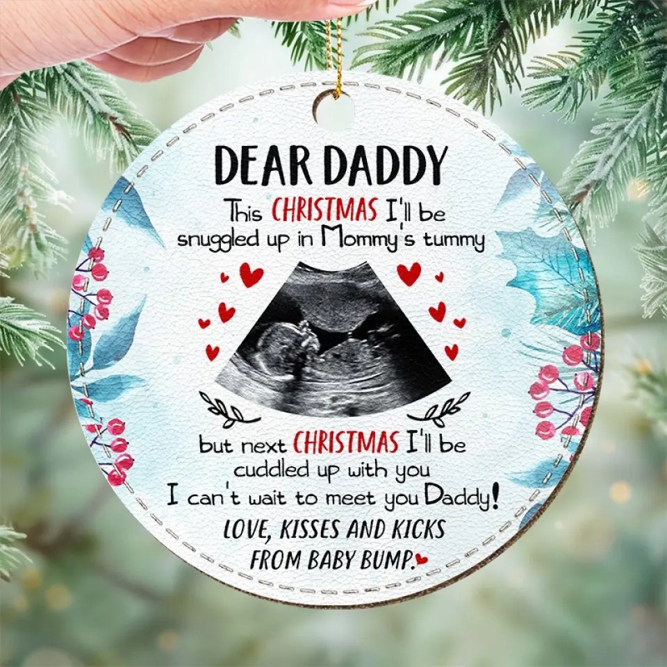 Custom Photo Bump Ahead On This Journey Of Love And Joy - Family Personalized Custom Leather Ornament - Christmas Gift For Baby Kids, Newborn Baby - Image 3