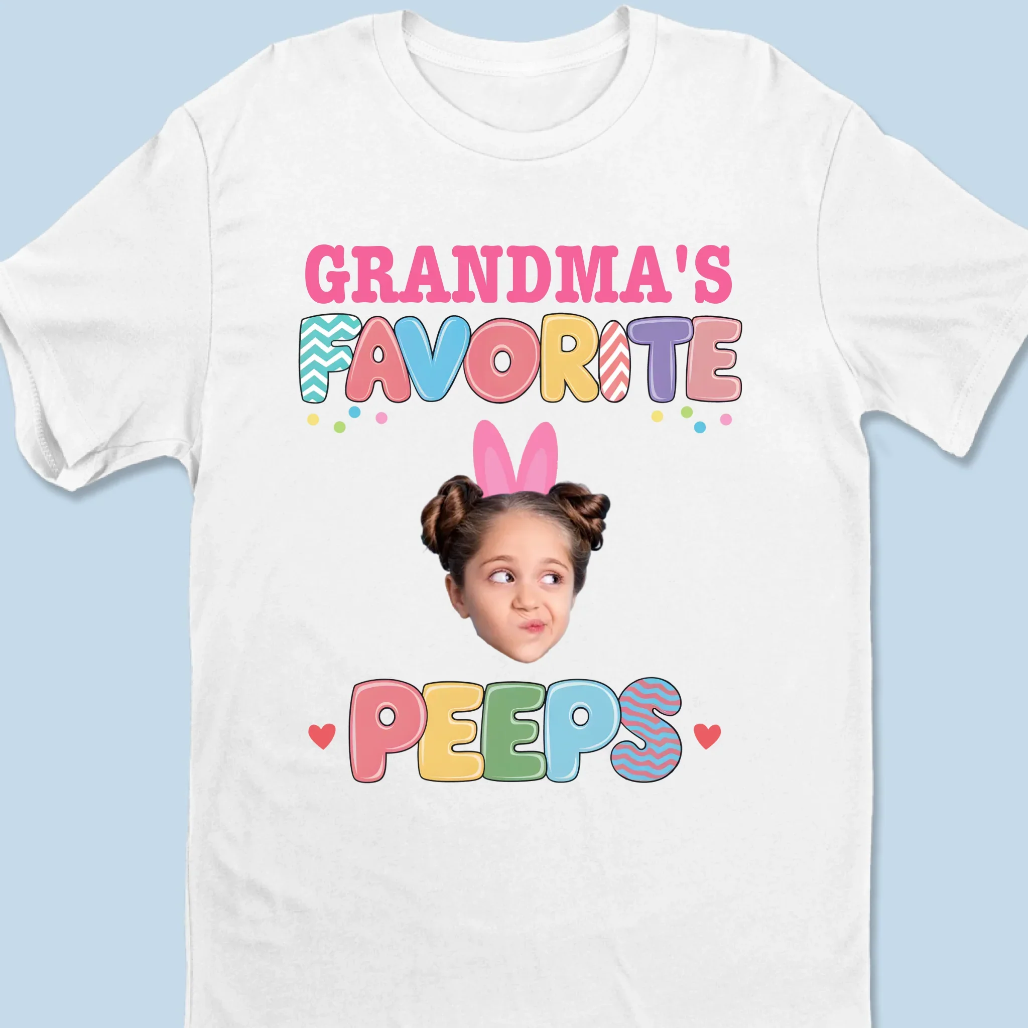 Custom Photo Bunny Hugs From Grandma’s Peeps - Family Personalized Custom Unisex T-shirt, Premium T-shirt, Hoodie - Easter Gift For Mom, Grandma - Image 6