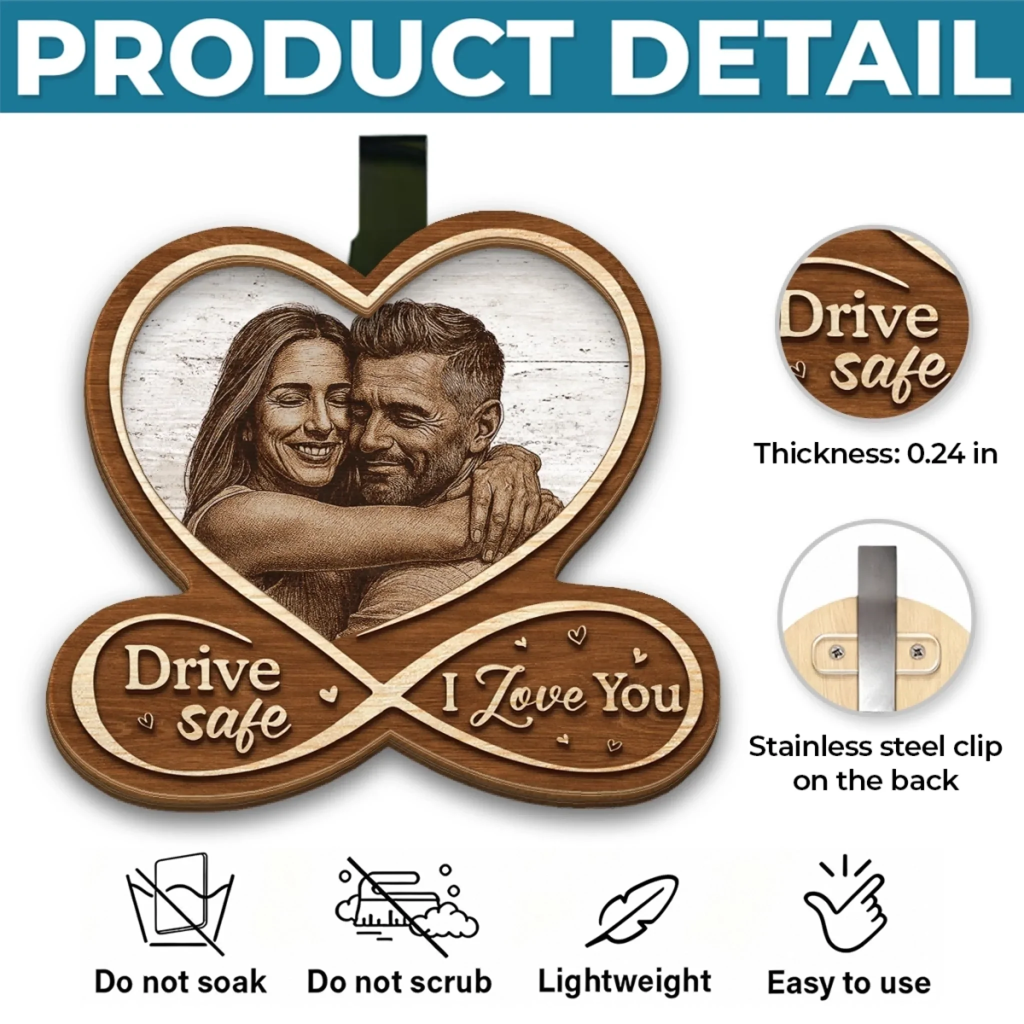 Custom Photo Car Visor Clip - Personalized Anniversary Wedding Gifts For Husband And Wife, Him And Her - Our Bond Feels Natural - Image 6