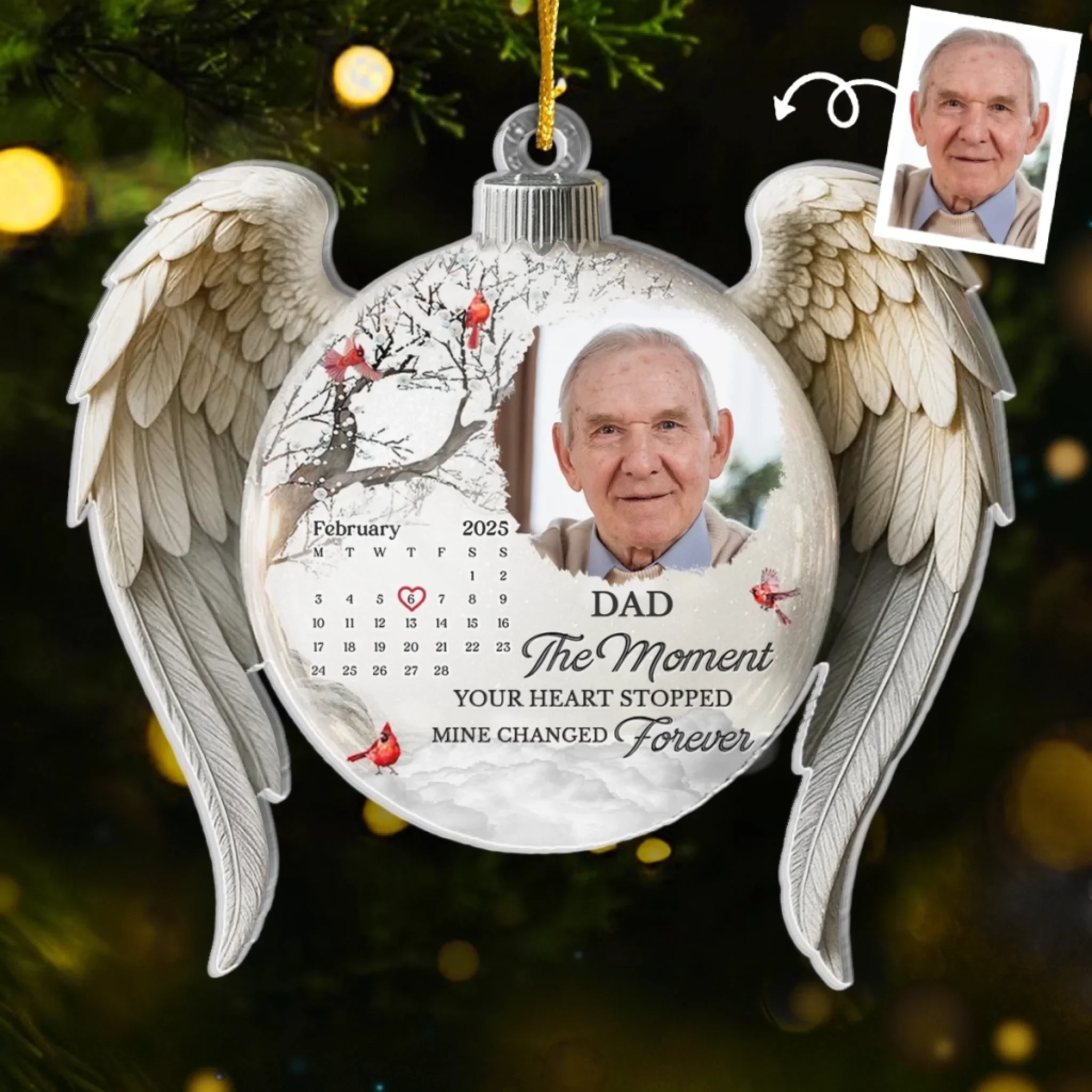 Custom Photo Cardinal Acrylic Ornament - Personalized Christmas Memorial Sympathy Gifts For Loss Of Mom, Dad - Loved Beyond Words Missed Beyond Measure
