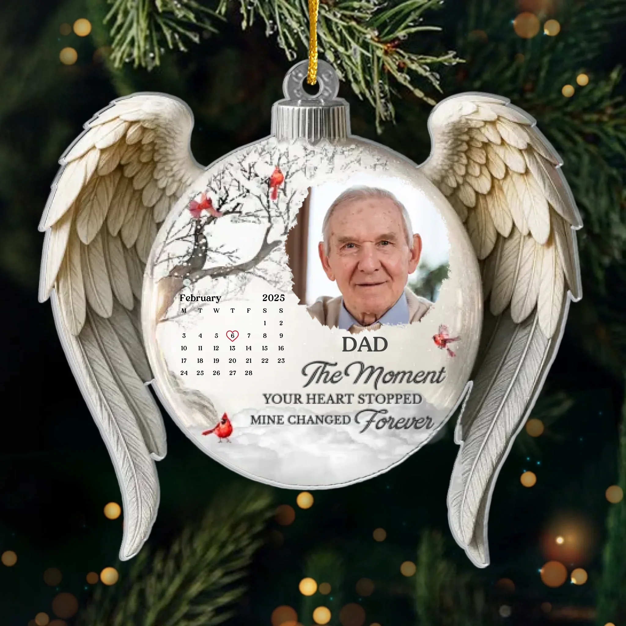 Custom Photo Cardinal Acrylic Ornament - Personalized Christmas Memorial Sympathy Gifts For Loss Of Mom, Dad - Loved Beyond Words Missed Beyond Measure - Image 2