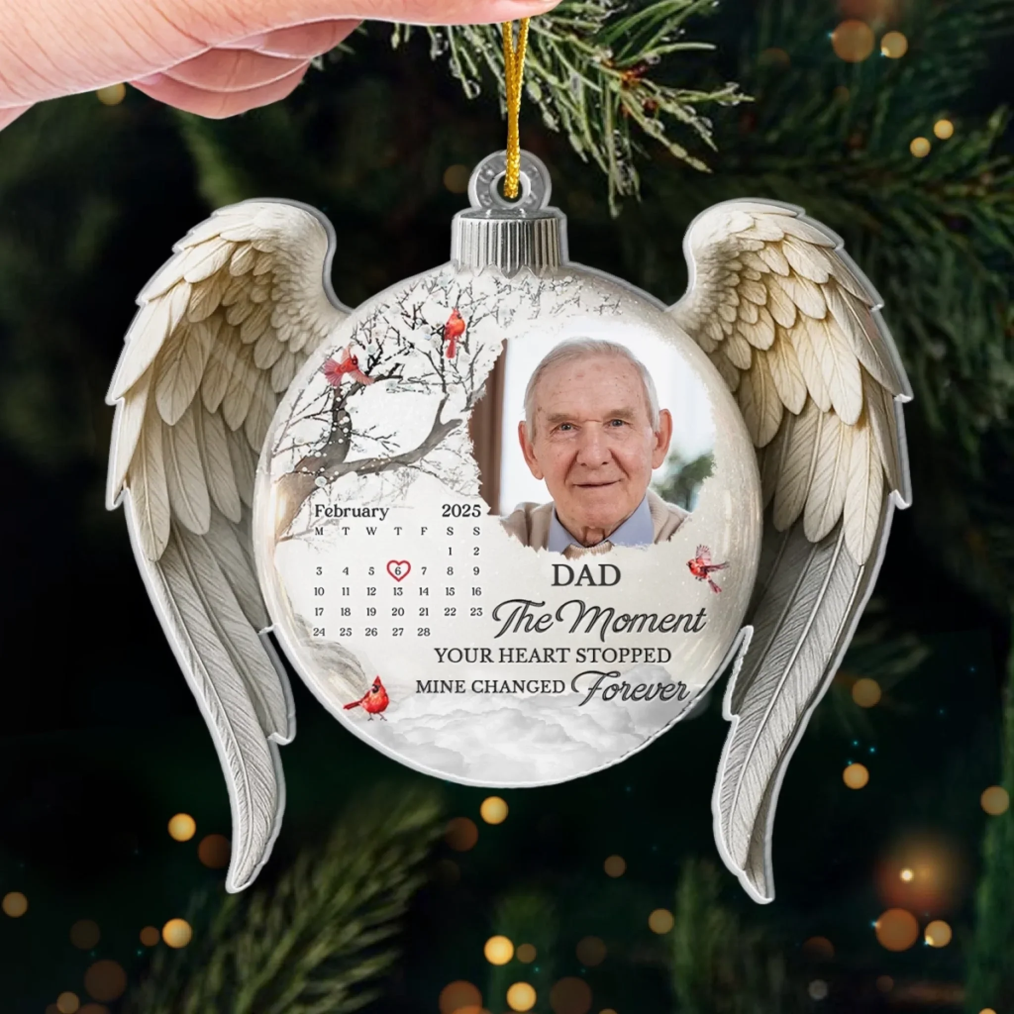 Custom Photo Cardinal Acrylic Ornament - Personalized Christmas Memorial Sympathy Gifts For Loss Of Mom, Dad - Loved Beyond Words Missed Beyond Measure - Image 4