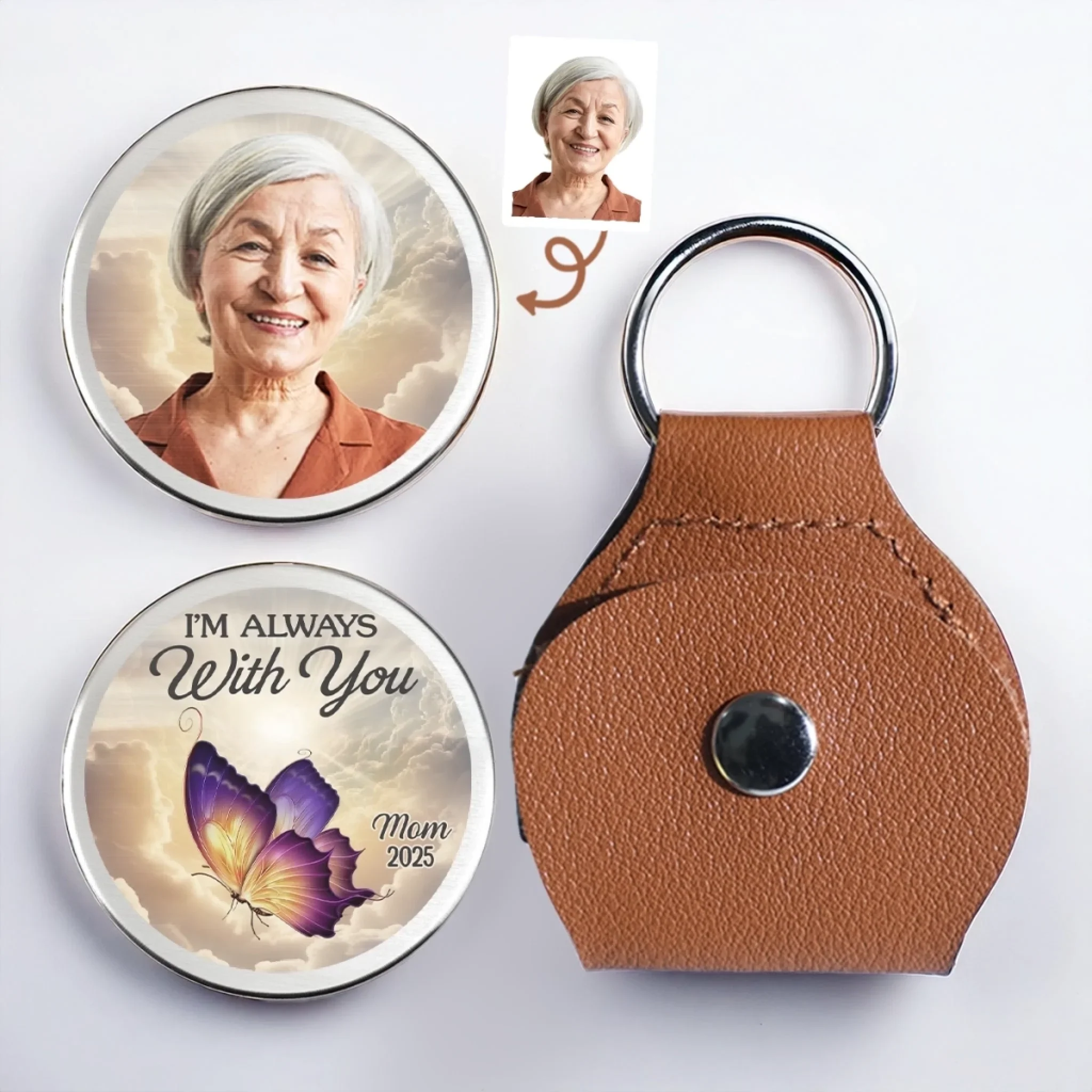 Custom Photo Cardinal Pocket Hug - Personalized Memorial Sympathy Gifts For Loss Of Mom, Dad - Still Beside Me