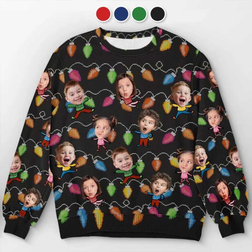 Custom Photo Celebrate The Season With Laughter And Love - Family Personalized Custom Ugly Sweatshirt - Unisex Wool Jumper - Christmas Gift For Family Members