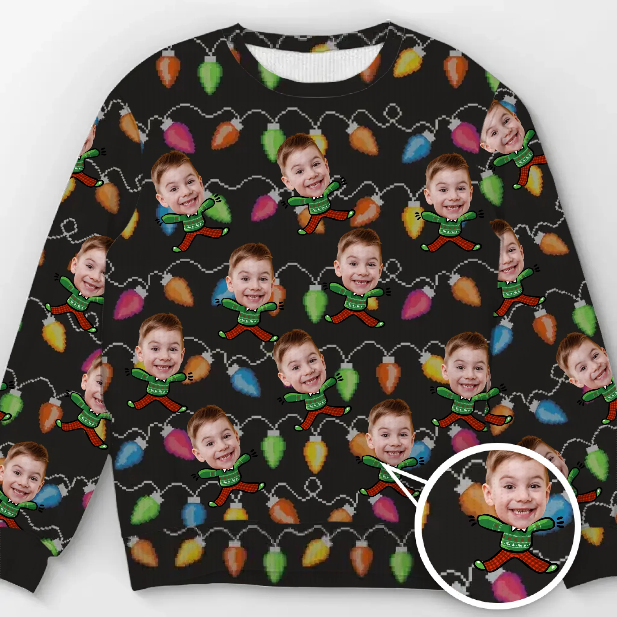 Custom Photo Celebrate The Season With Laughter And Love - Family Personalized Custom Ugly Sweatshirt - Unisex Wool Jumper - Christmas Gift For Family Members - Image 2