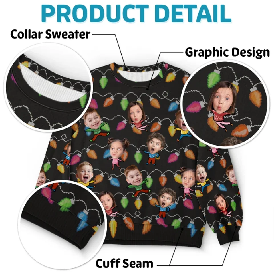 Custom Photo Celebrate The Season With Laughter And Love - Family Personalized Custom Ugly Sweatshirt - Unisex Wool Jumper - Christmas Gift For Family Members - Image 5