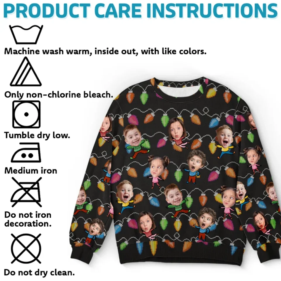 Custom Photo Celebrate The Season With Laughter And Love - Family Personalized Custom Ugly Sweatshirt - Unisex Wool Jumper - Christmas Gift For Family Members - Image 6