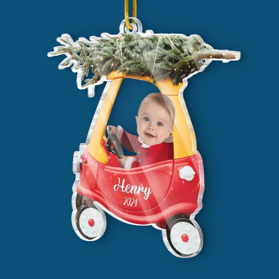 Custom Photo Celebrating The Season With Our Littlest Reason - Family Personalized Custom Ornament - Acrylic Custom Shaped - Christmas Gift For Baby Kids, Newborn Baby, First Christmas - Image 3