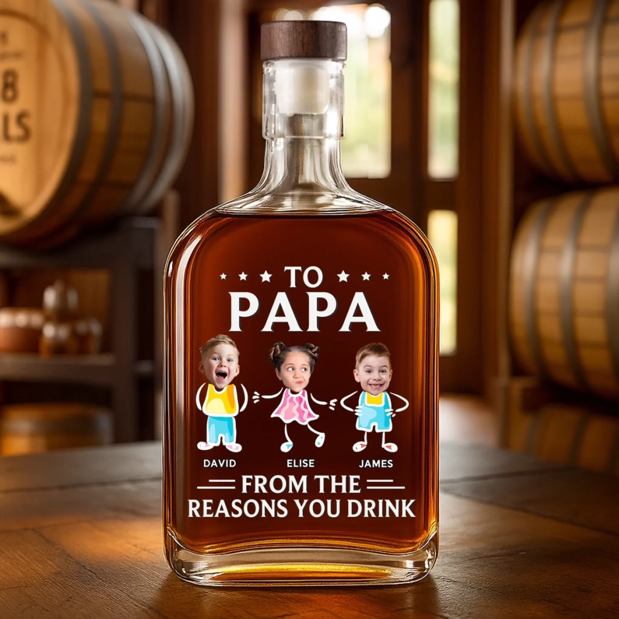 Custom Photo Cheers To The Chaos You Created - Family Personalized Custom Whiskey Bottle - Father's Day, Gift For Dad, Grandpa - Image 4