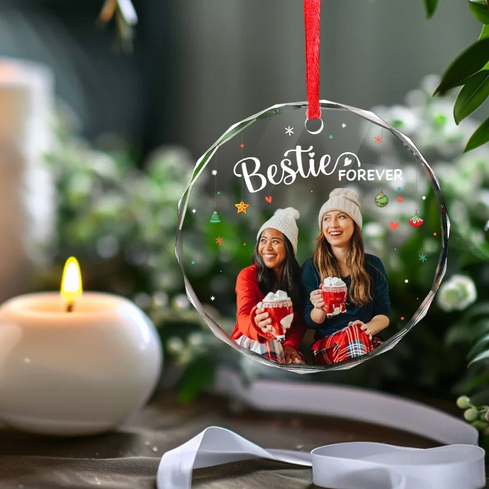 Custom Photo Christmas Brings Families Closer Together - Family Personalized Custom Circle Glass Ornament - Christmas Gift For Family Members, Siblings, Brothers, Sisters - Image 4
