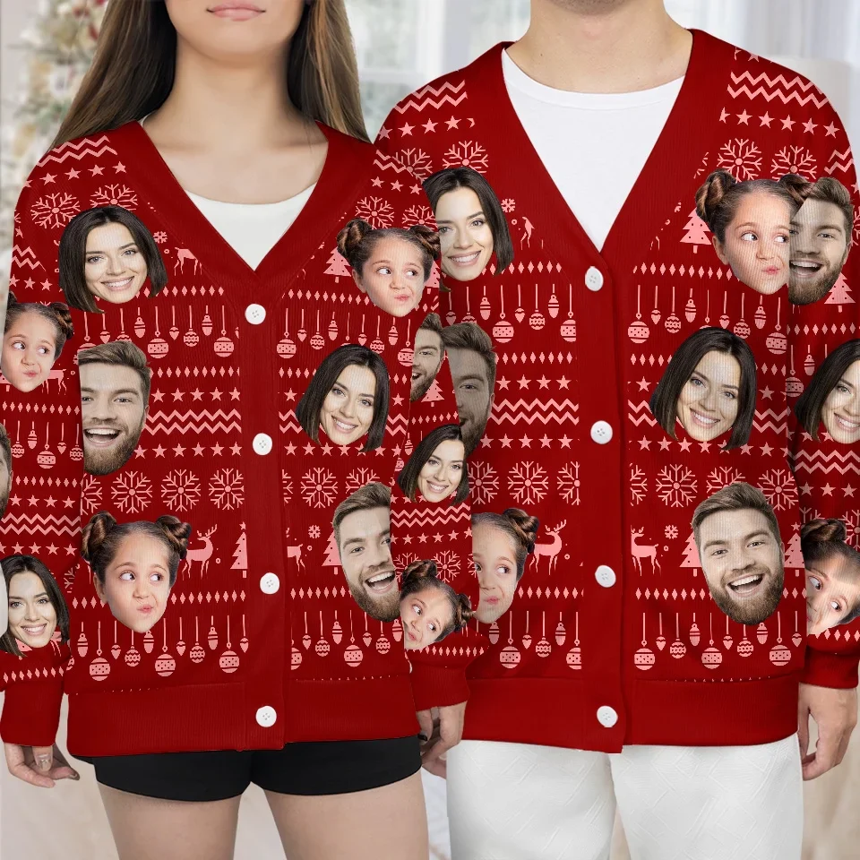 Custom Photo Christmas Is A Reminder Of The Joy That Family Brings - Family Personalized Custom Ugly Christmas Cardigan - Christmas Gift For Family Members - Image 3