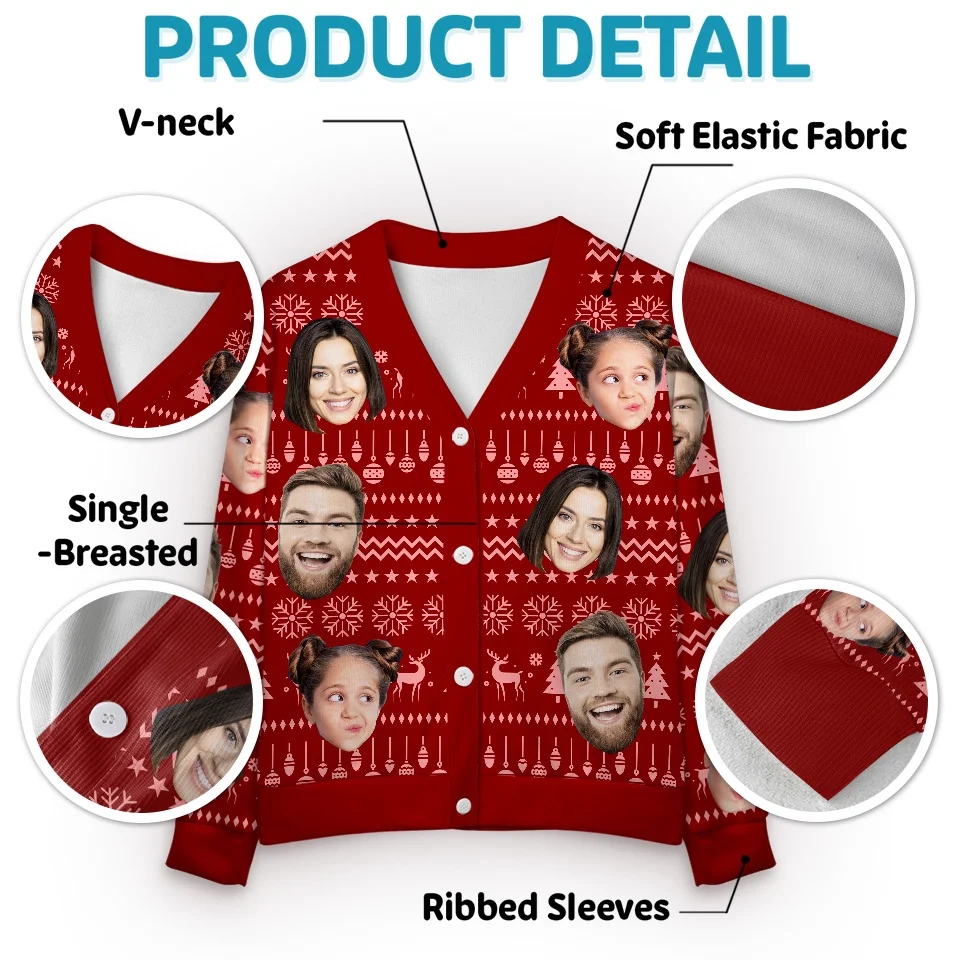 Custom Photo Christmas Is A Reminder Of The Joy That Family Brings - Family Personalized Custom Ugly Christmas Cardigan - Christmas Gift For Family Members - Image 4