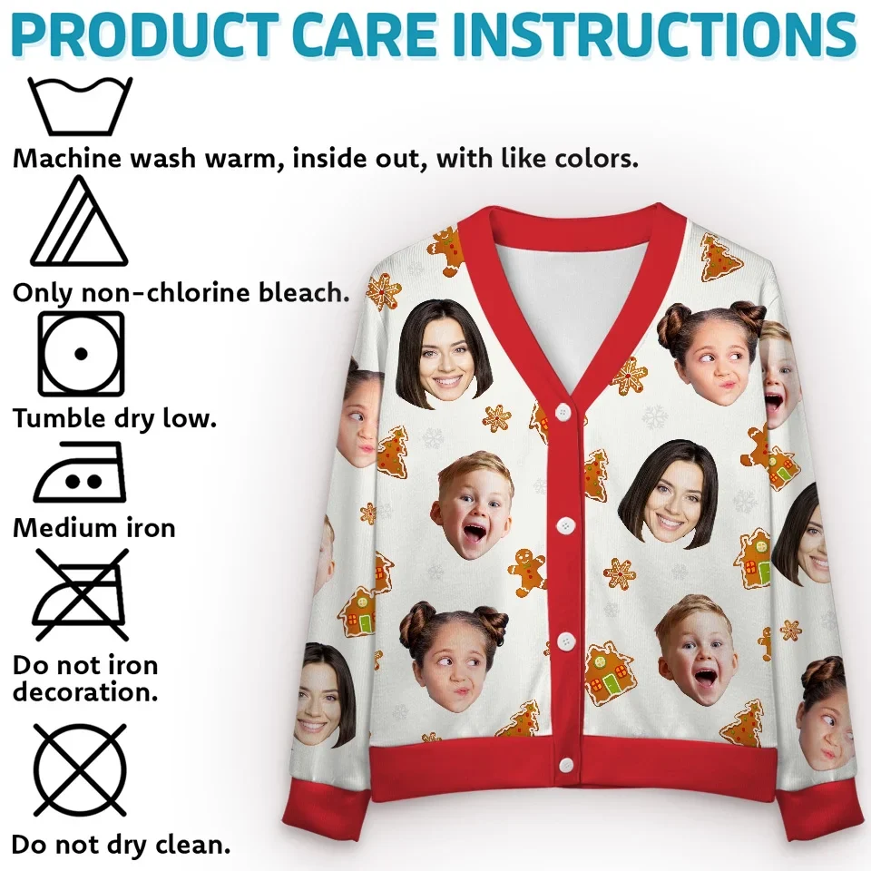 Custom Photo Christmas Is A Time For Families - Family Personalized Custom Ugly Christmas Cardigan - Christmas Gift For Family Members - Image 5