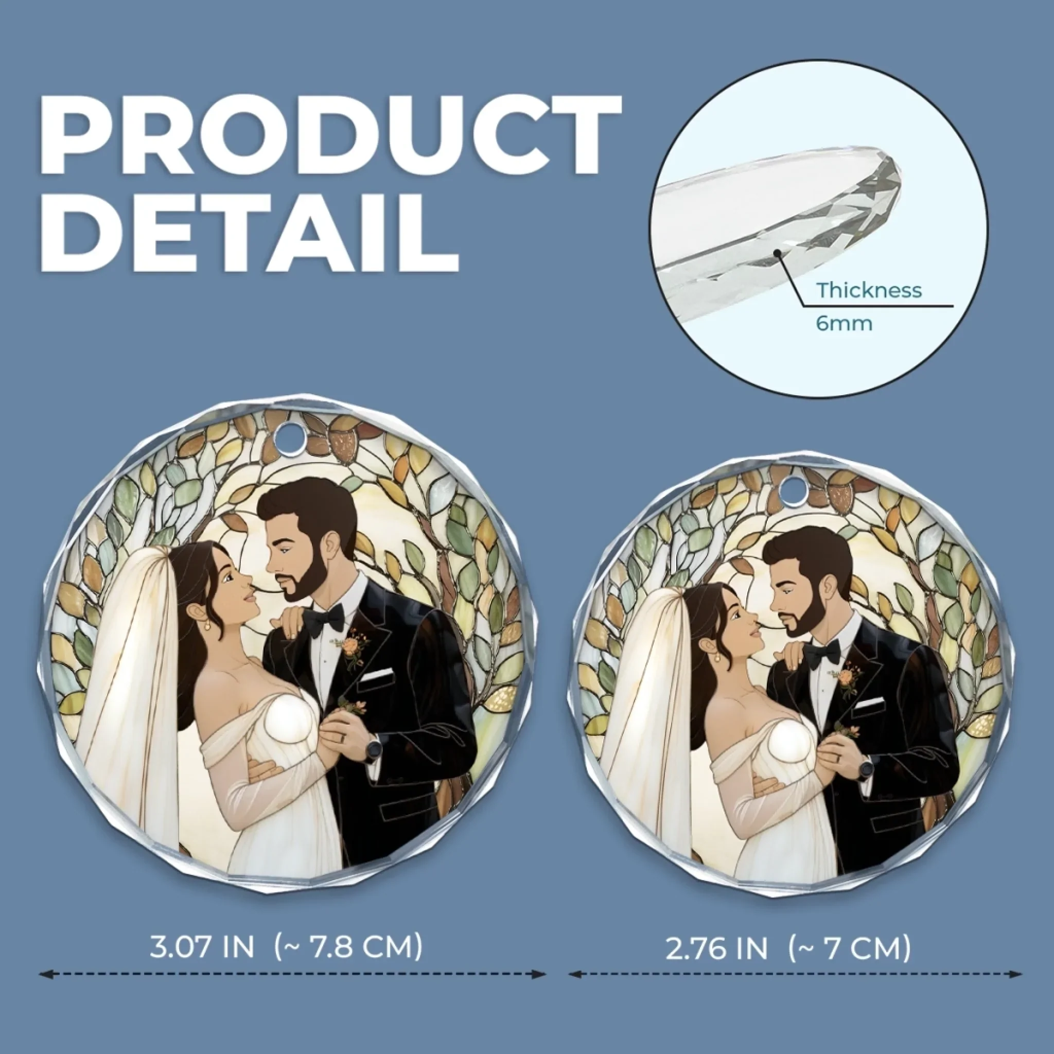 Custom Photo Circle Glass Ornament - Personalized Anniversary Wedding Gifts For Husband And Wife, Him And Her - Two Souls Choosing Us Daily - Image 6