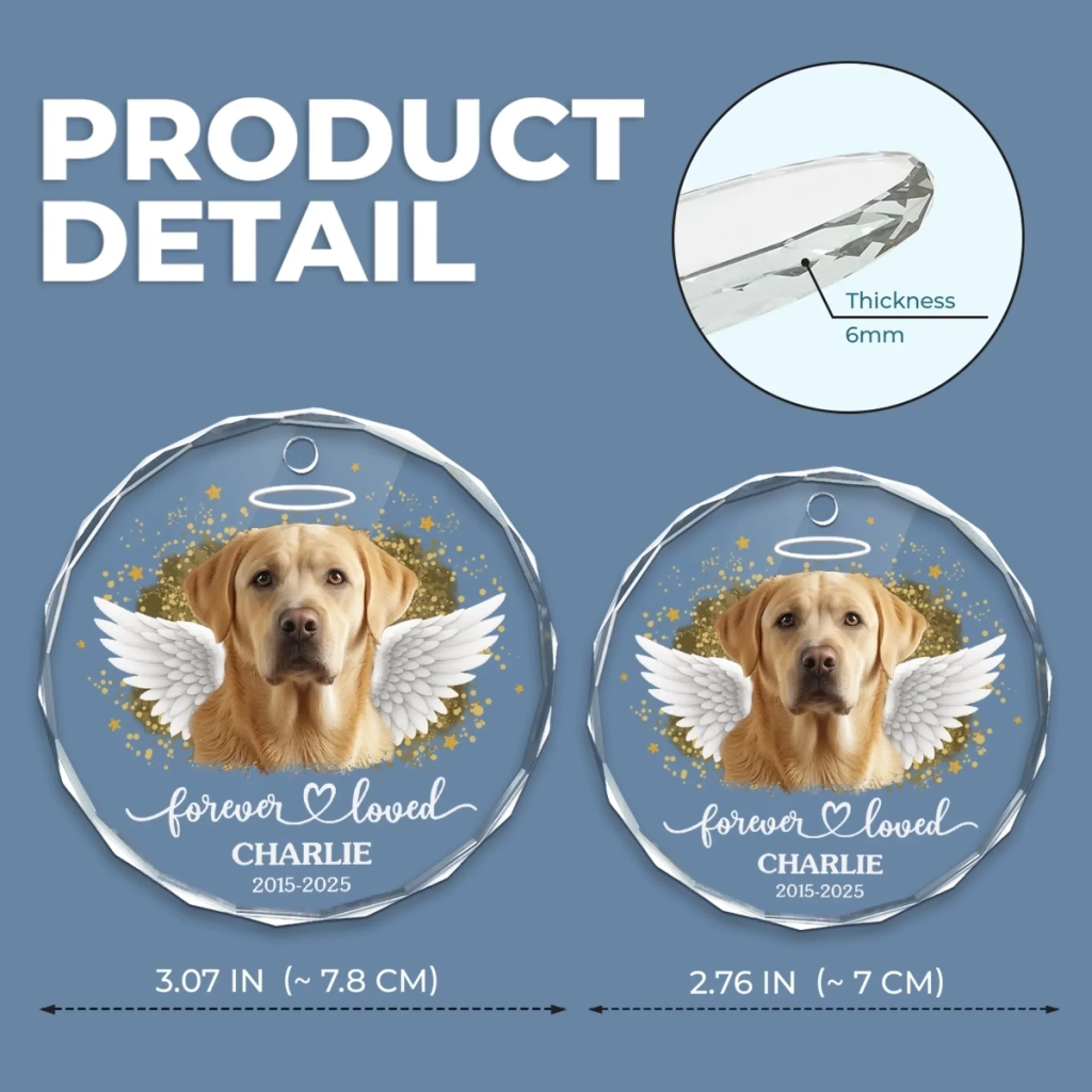 Custom Photo Circle Glass Ornament - Personalized Pet Christmas Memorial Sympathy Gifts For Dogs, Cats - Forever Loved Always Remembered - Image 6