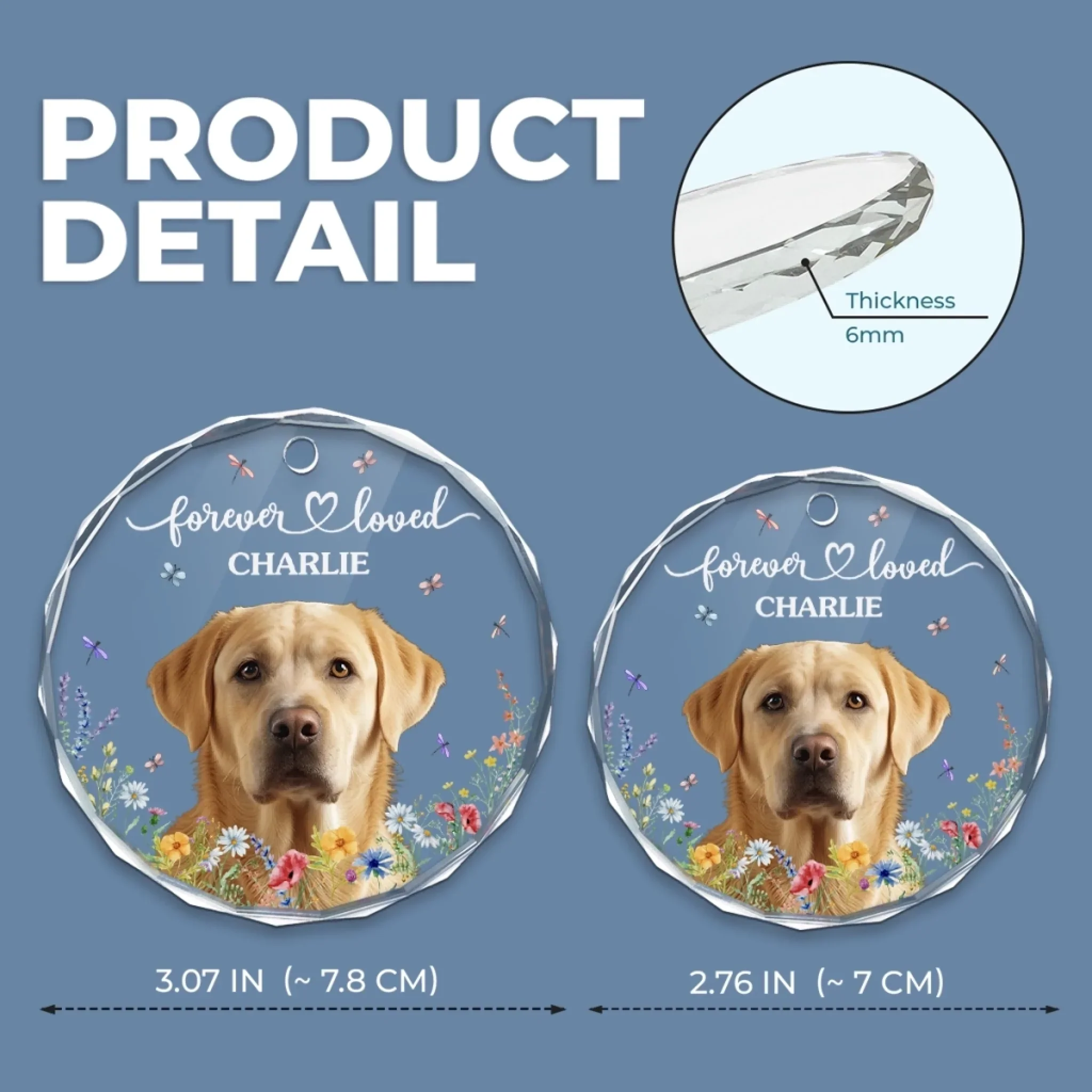 Custom Photo Circle Glass Ornament - Personalized Pet Christmas Memorial Sympathy Gifts For Dogs, Cats - Love That Never Fades - Image 6