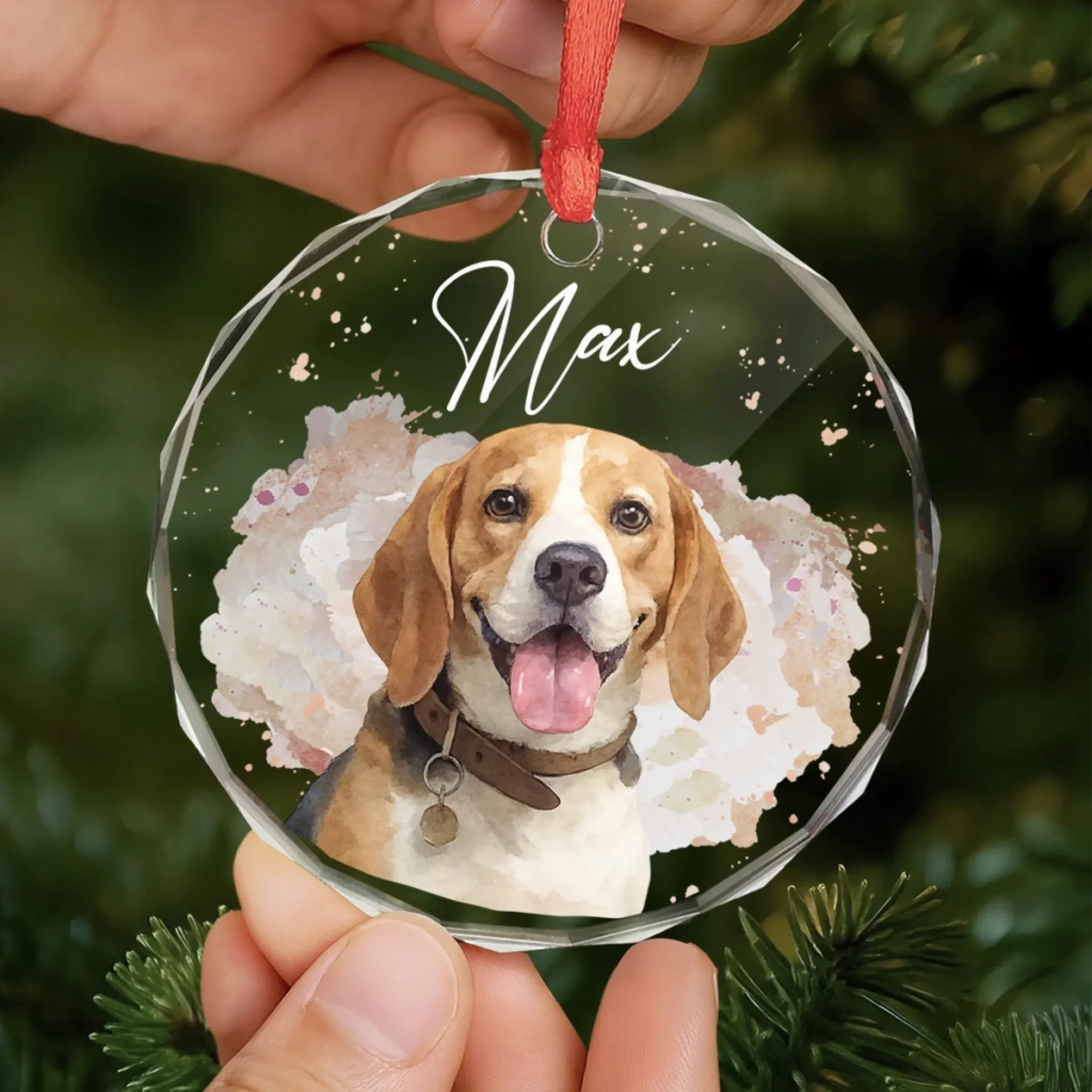 Custom Photo Circle Glass Ornament - Personalized Pet Christmas Memorial Sympathy Gifts For Dogs, Cats - Pawprints In My Heart - Image 5