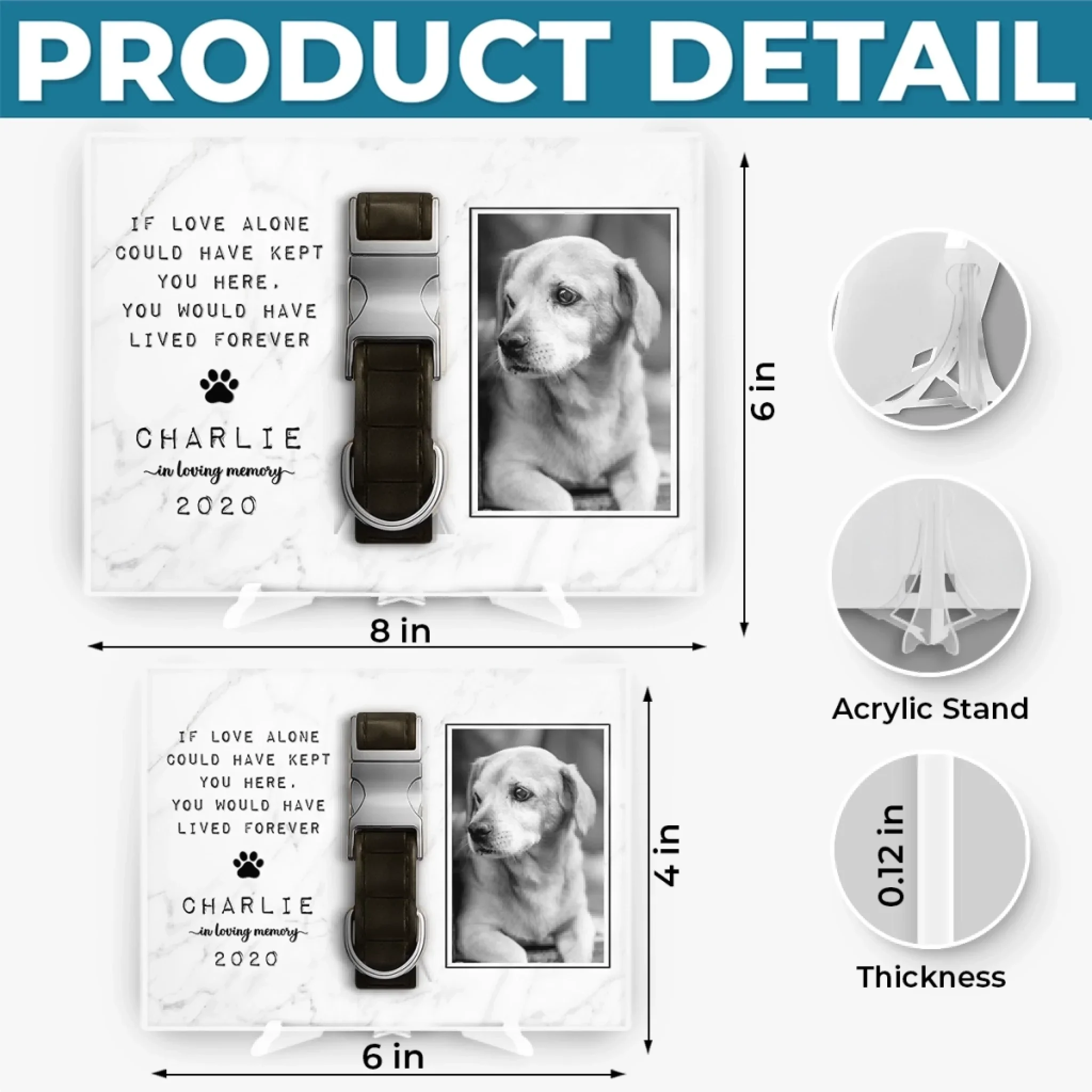 Custom Photo Collar Plaque With Stand - Personalized Pet Memorial Sympathy Gifts For Dogs, Cats - Until We Meet Again In Heaven - Image 5