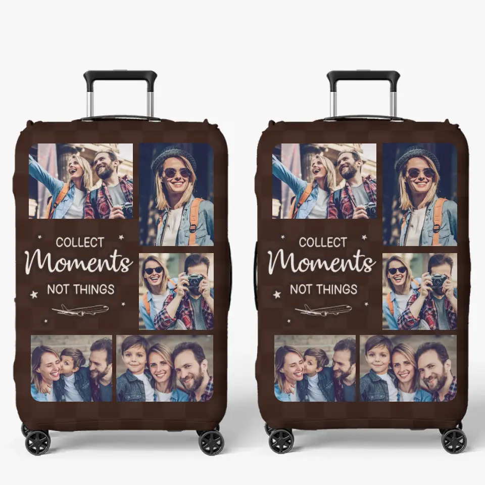 Custom Photo Collect Moments Not Things - Travel Personalized Custom Luggage Cover - Holiday Vacation Gift, Gift For Adventure Travel Lovers - Image 2