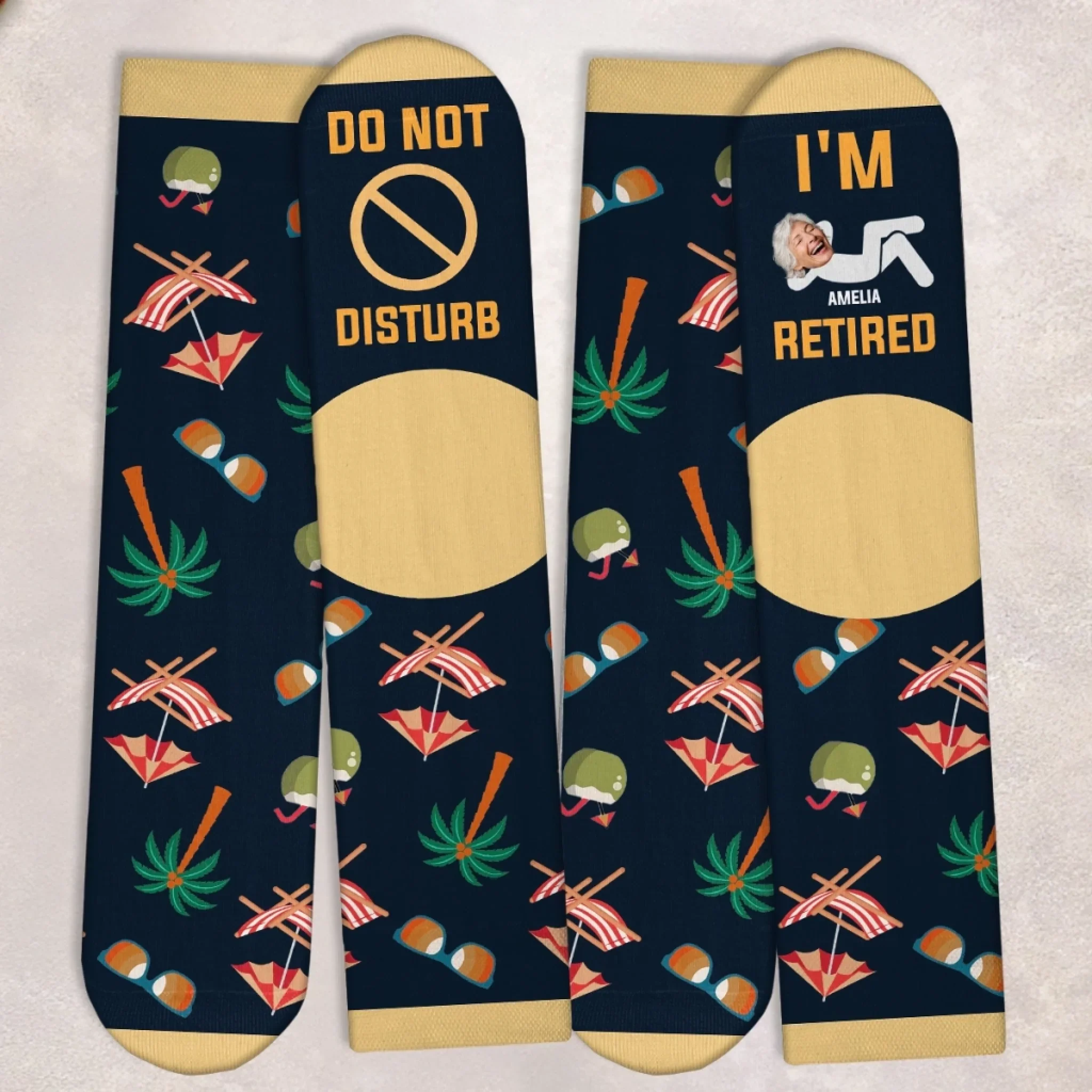 Custom Photo Crew Socks - Personalized Retirement Gifts For Women, Men - Work Free, Stress Free - Image 7