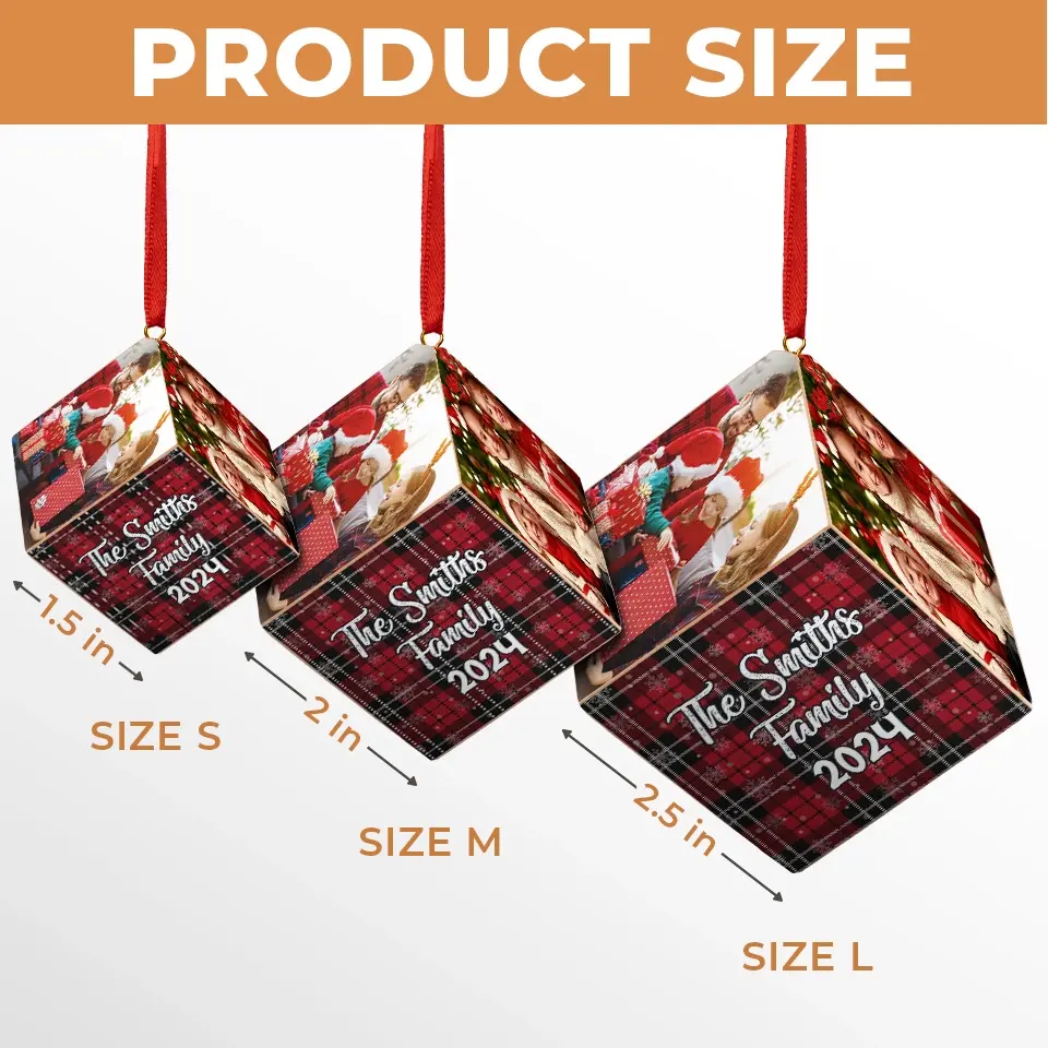 Custom Photo Every Time We Love, Every Time We Give, It’s Christmas - Family Personalized Custom Wooden Cube Ornament - Christmas Gift For Family Members - Image 6