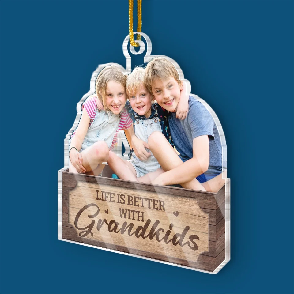 Custom Photo Family Is A Blessing We Can Always Count On - Family Personalized Custom Ornament - Acrylic Custom Shaped - Christmas Gift For Grandma, Grandpa - Image 3