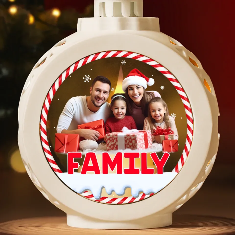 Custom Photo Family Is The Heart Of Christmas - Family Personalized Custom Candlelight Lantern Ornament - Christmas Gift For Family Members, Siblings, Brothers, Sisters - Image 3