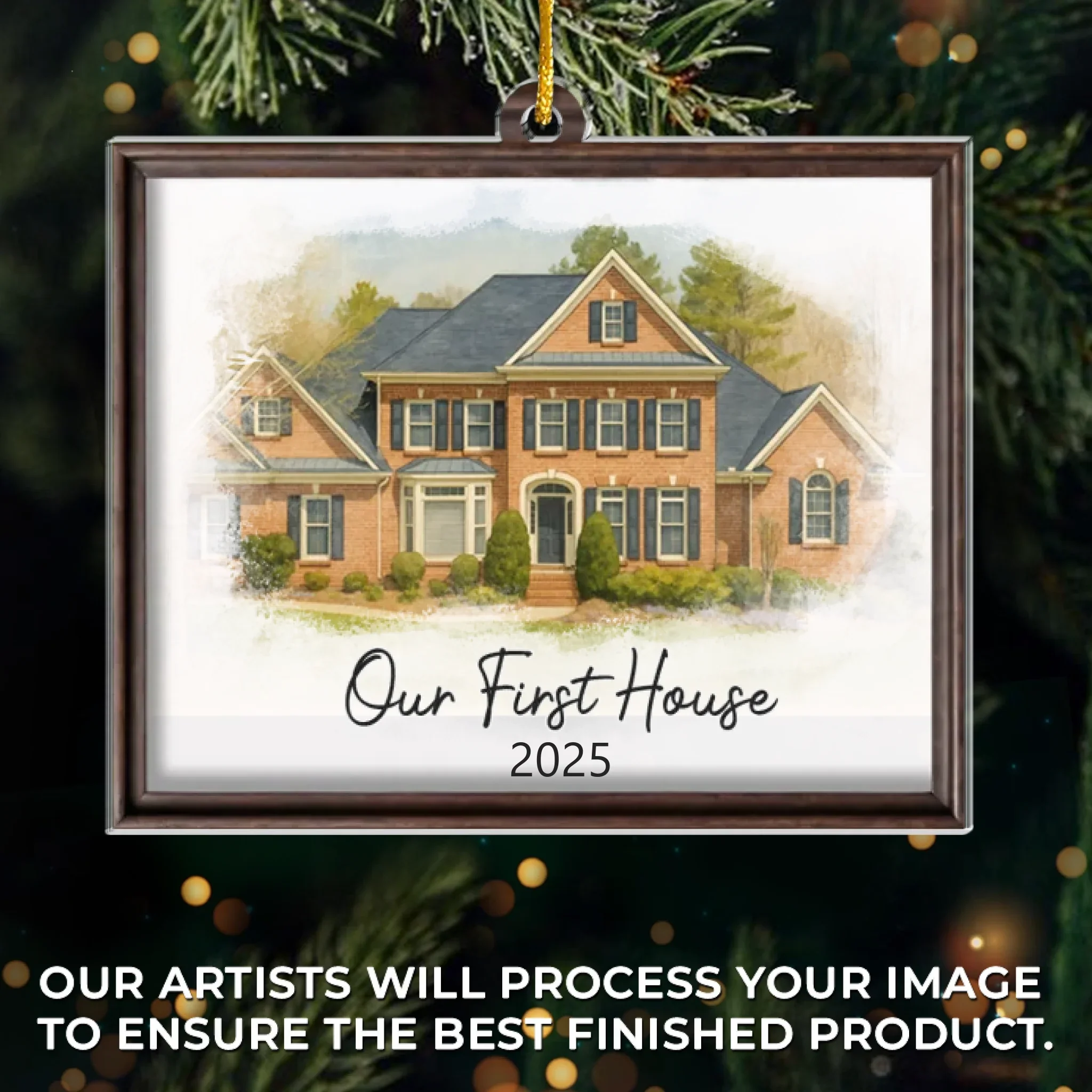 Custom Photo First Christmas In New Home Ceramic Ornament - Personalized Anniversary Christmas Wedding Gifts For Husband And Wife, Him And Her, New Homeowners, Couples, Friends - Forever Starts Here - Image 2