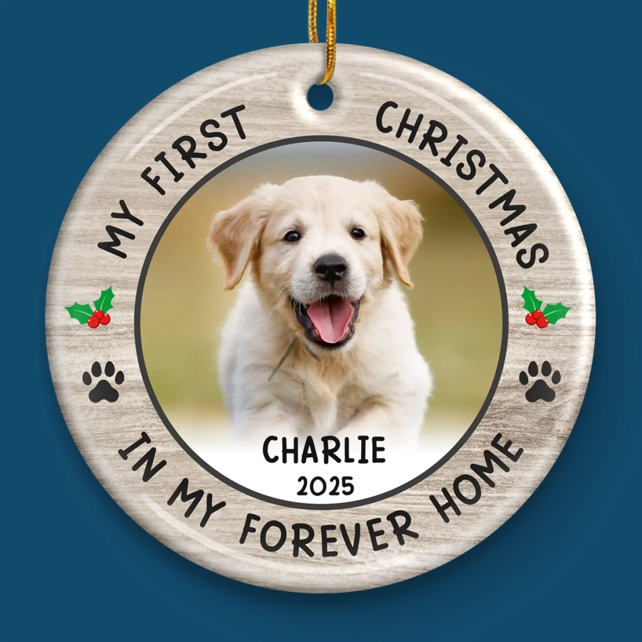 Custom Photo First Christmas Pet Ceramic Ornament - Personalized Christmas Birthday Gifts For Dog Lovers, Cat Lovers, Pet Dad And Mom, New Pet Ornament - New Pawprints This Christmas - Image 4