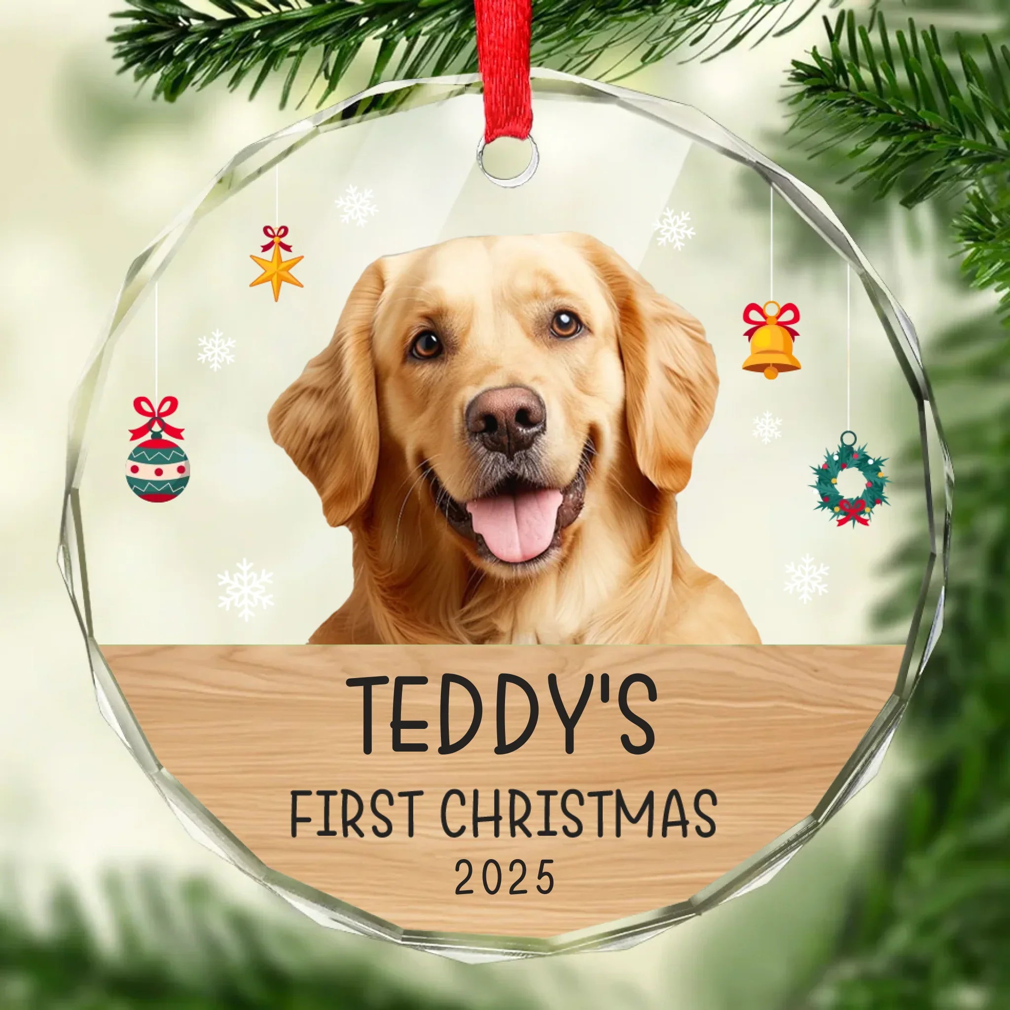 Custom Photo First Christmas Pet Glass Ornament - Personalized Christmas Birthday Gifts For Dog Lovers, Cat Lovers, Pet Dad And Mom, New Pet Ornament - Paw-Fect Christmas Begin - Image 2