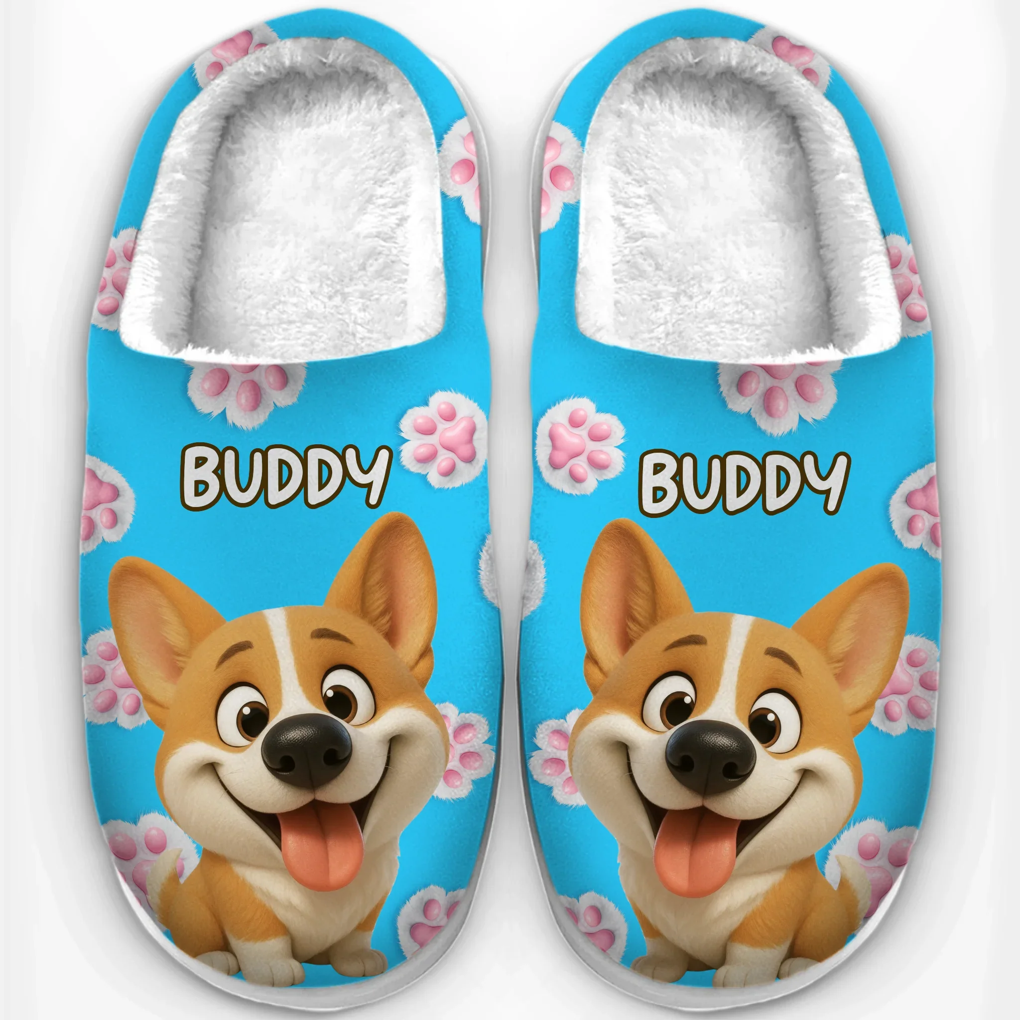 Custom Photo Fluffy Slippers - Personalized Birthday Gifts For Dog Cat Lovers, Dog Dad And Mom, Cat Owners - Happy Paws, Happy Feet - Image 2