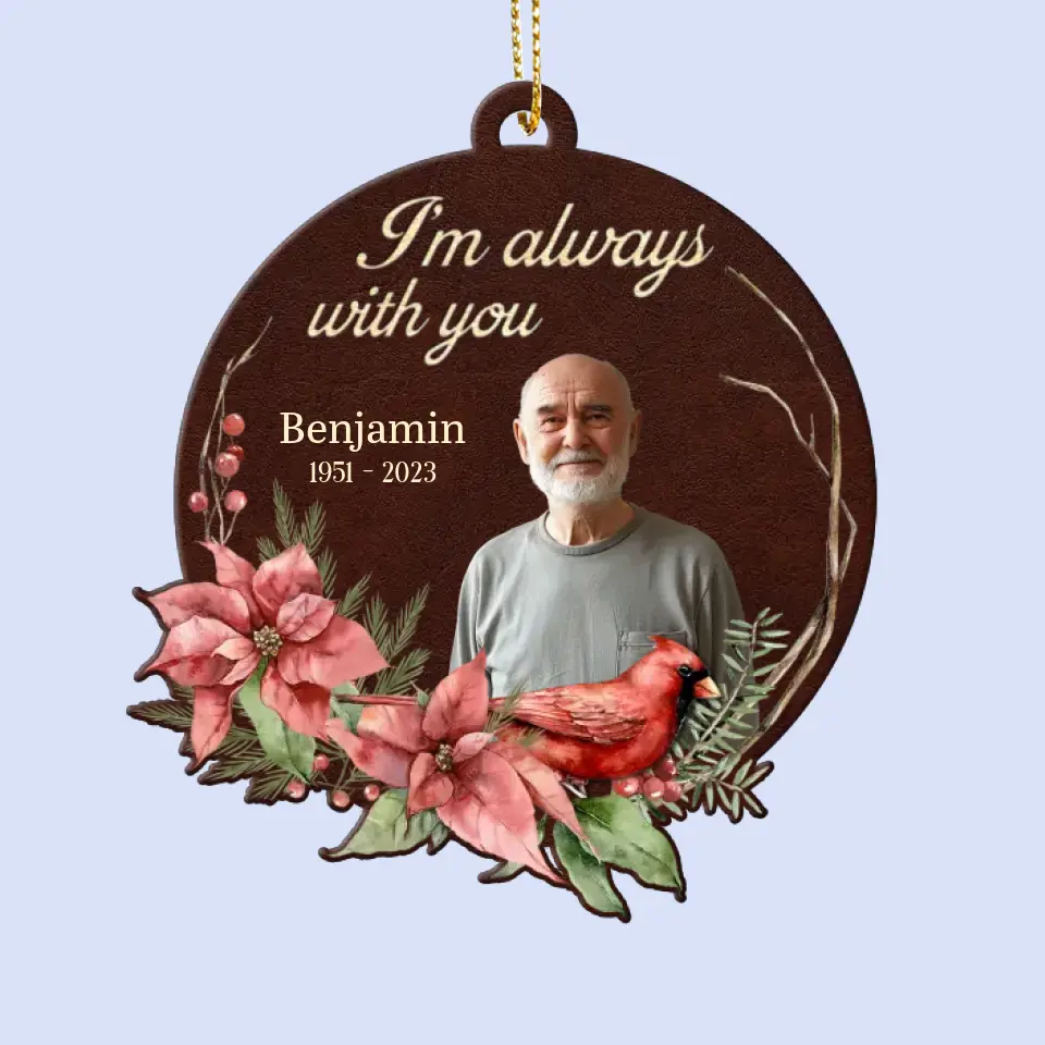 Custom Photo Forever By My Side - Memorial Personalized Custom Leather Ornament - Christmas Gift, Sympathy Gift For Family Members - Image 2