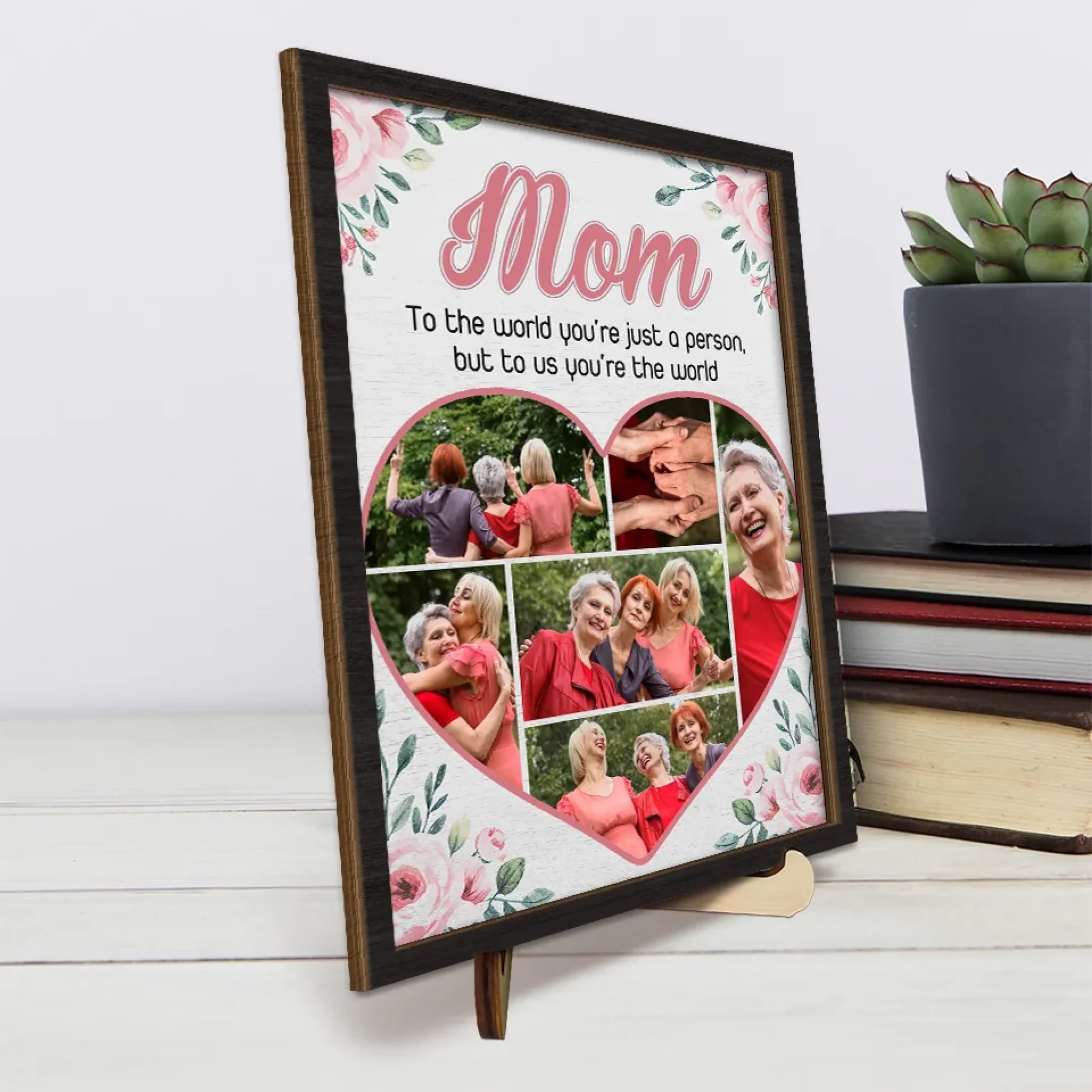 Custom Photo Forever Grateful For These Moments - Family Personalized Custom 2-Layered Wooden Plaque With Stand - Gift For Mom, Daughter - Image 4