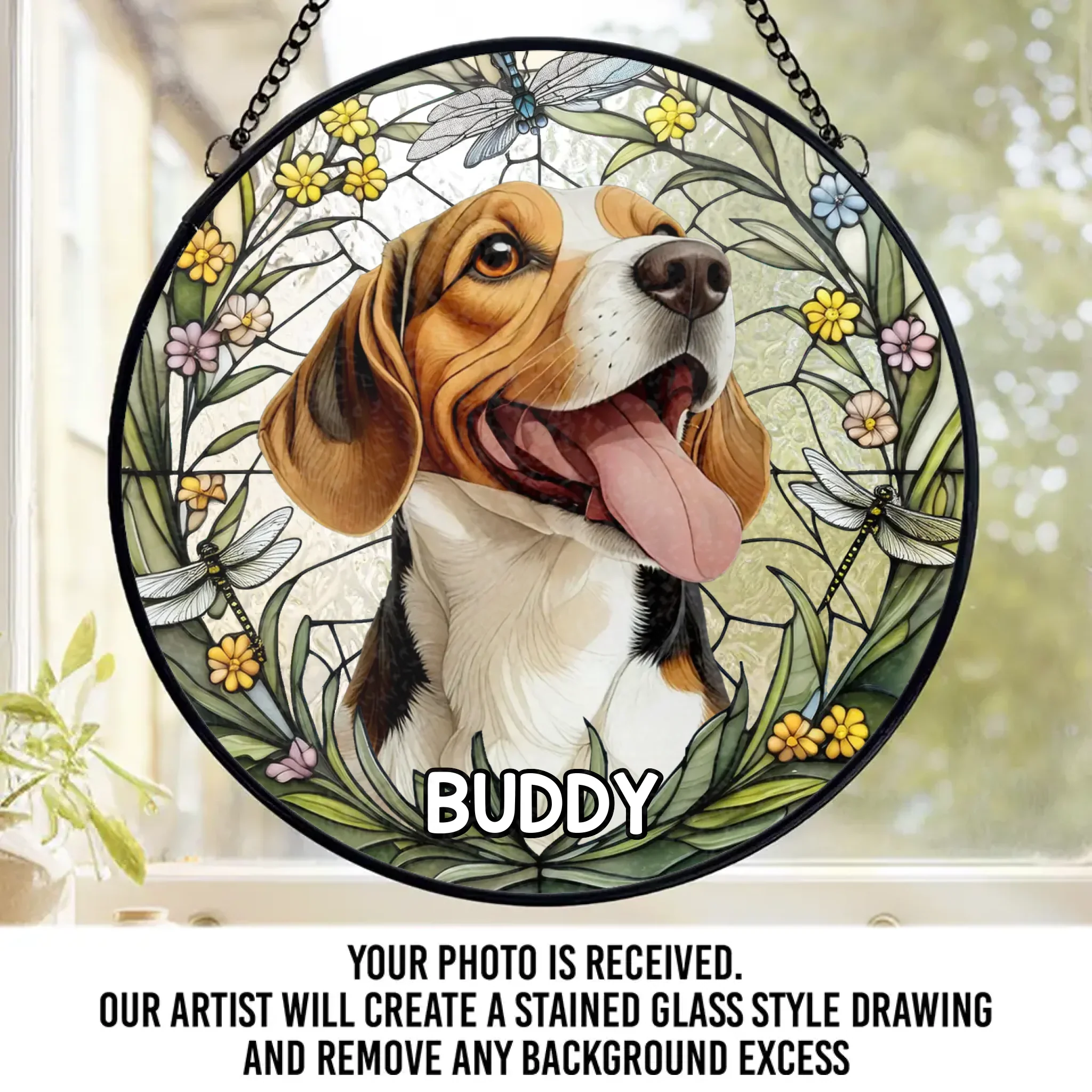 Custom Photo Forever In My Heart, Dear Friend - Memorial Personalized Custom Stained Glass Window Hanging Suncatcher - Sympathy Gift For Pet Owners, Pet Lovers - Image 2