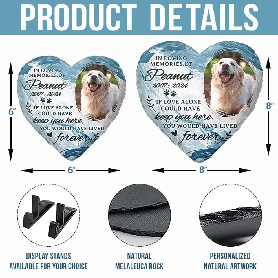 Custom Photo Forever In My Heart - Memorial Personalized Custom Heart Shaped Memorial Stone - Sympathy Gift For Pet Owners, Pet Lovers - Image 7