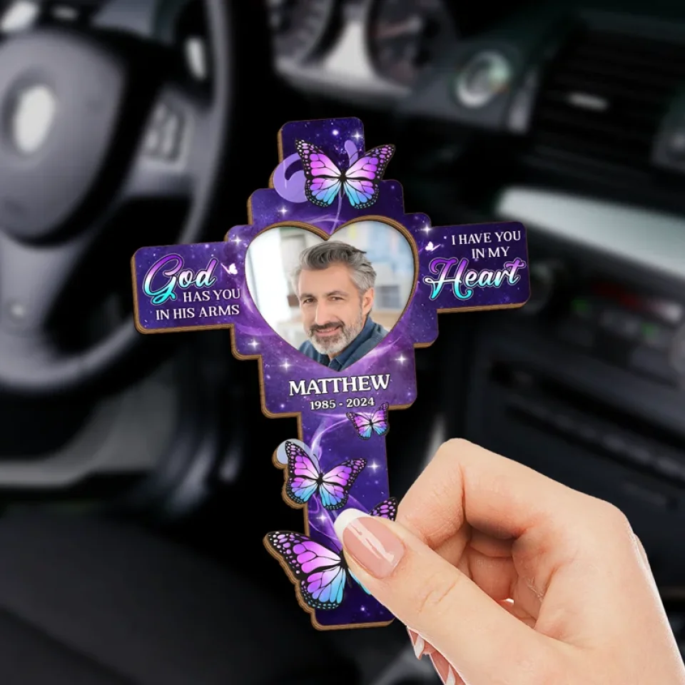 Custom Photo Forever In Our Hearts, Lighting Our Way - Memorial Personalized Custom Car Visor Clip - Sympathy Gift For Family Members - Image 3