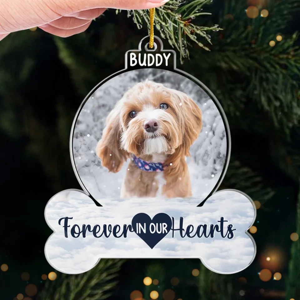 Custom Photo Forever In Our Hearts - Memorial Personalized Custom Ornament - Acrylic Custom Shaped - Sympathy Gift, Christmas Gift For Pet Owners, Pet Lovers - Image 4