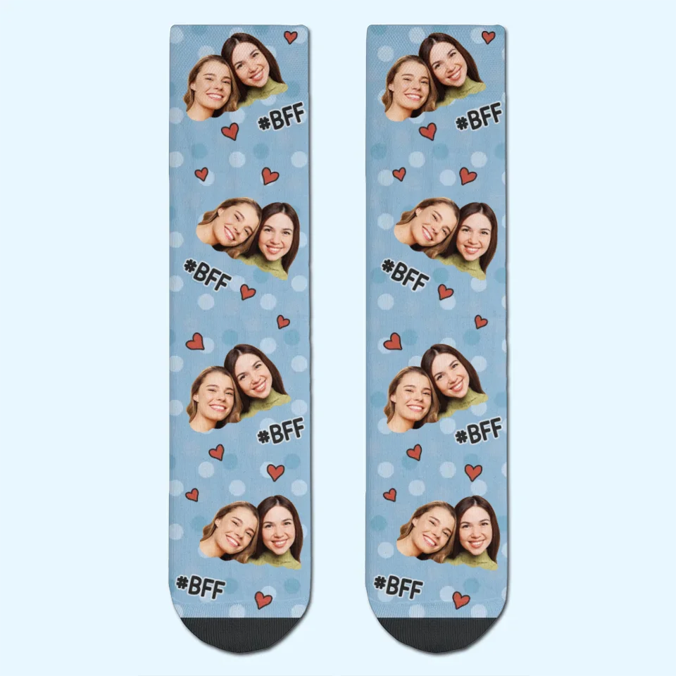 Custom Photo Friendship Is A Precious Gem - Bestie Personalized Custom Middle Tube Socks - Christmas Gift For Best Friends, BFF, Sisters - Image 2