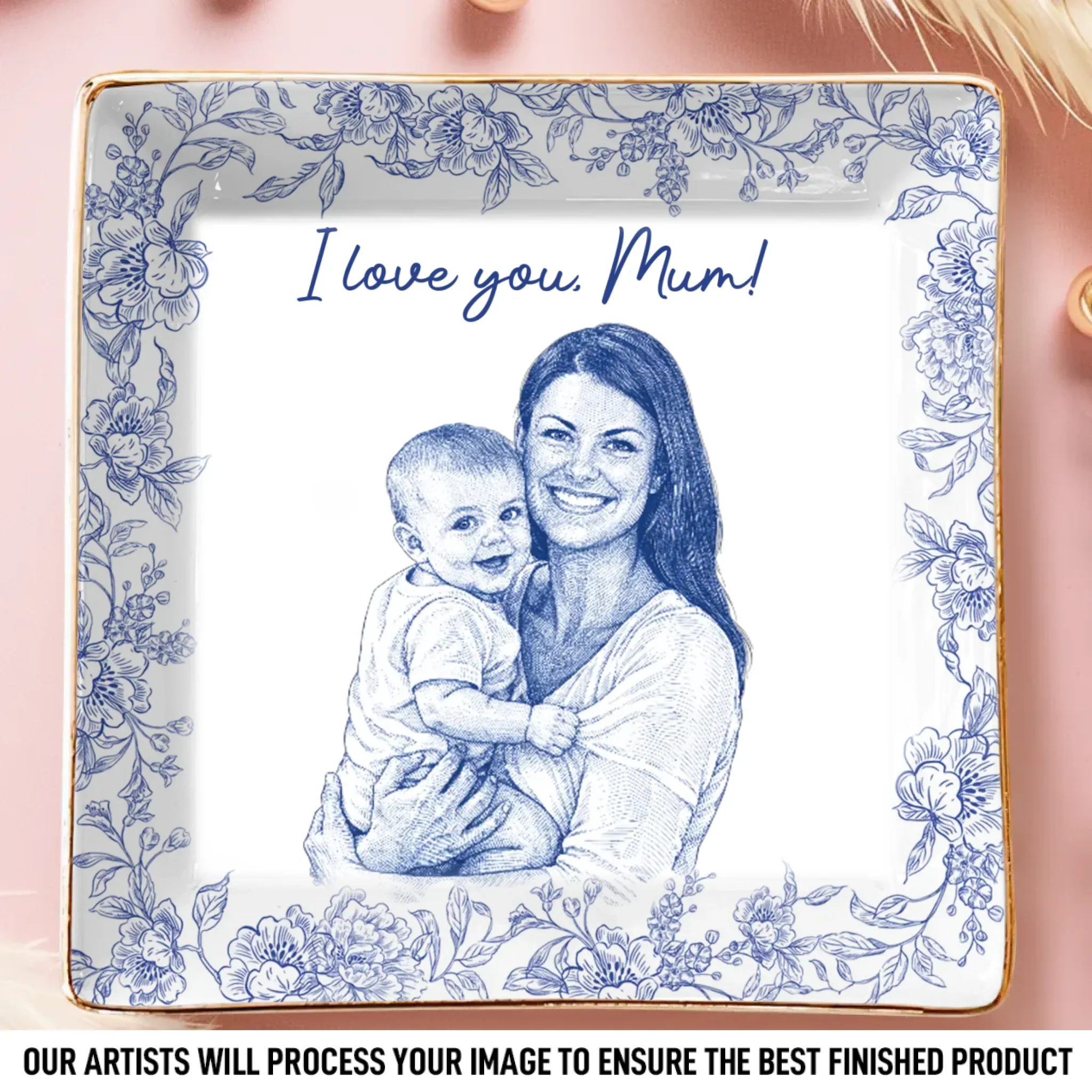 Custom Photo Full-Print Jewelry Dish - Personalized Baby Shower, Gender Reveal Gifts For New Moms, New Parents - First Time Mom Forever Love - Image 2
