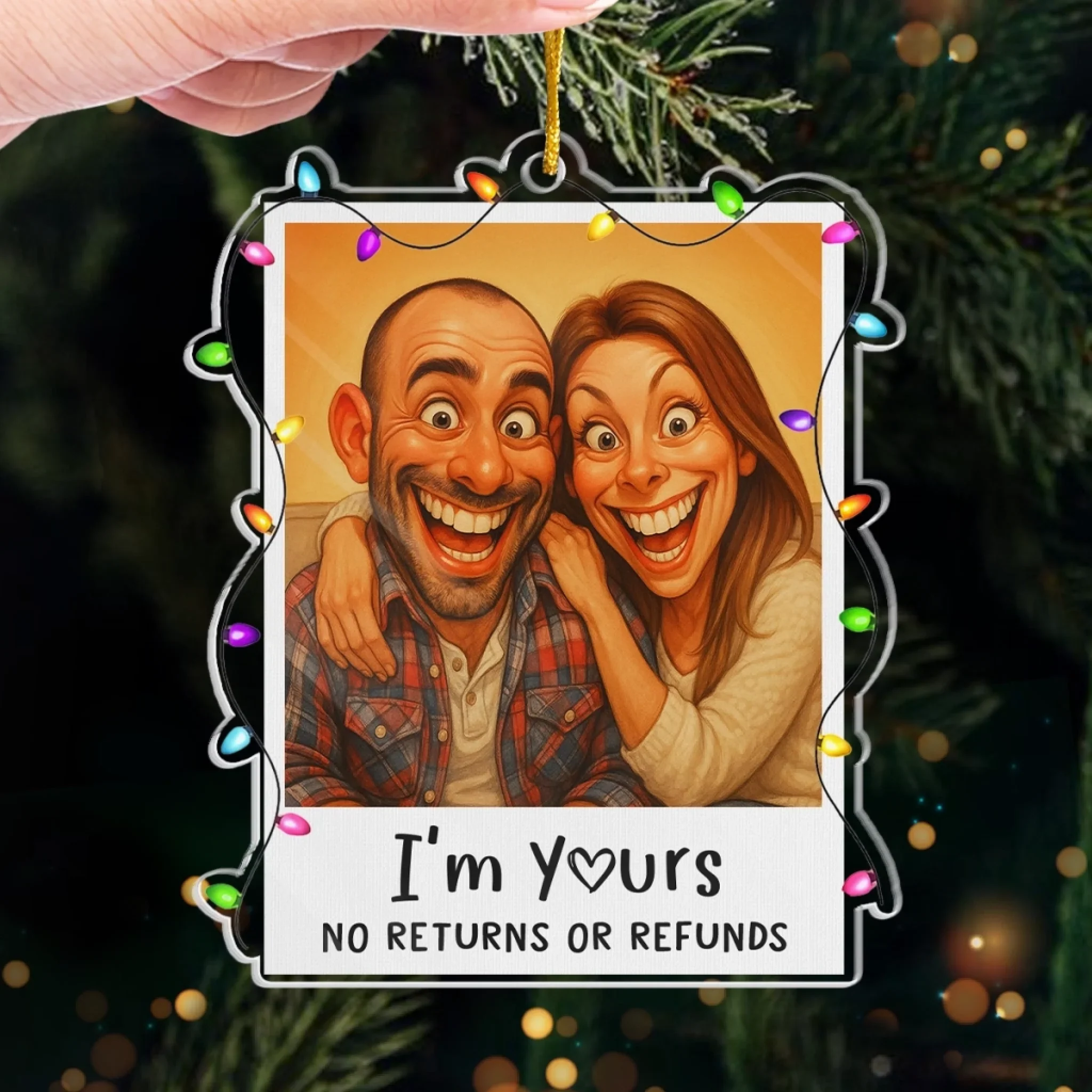 Custom Photo Funny Caricature Acrylic Ornament - Personalized Anniversary Christmas Wedding Gifts For Husband And Wife, Him And Her - Our Christmas Clause - Image 4