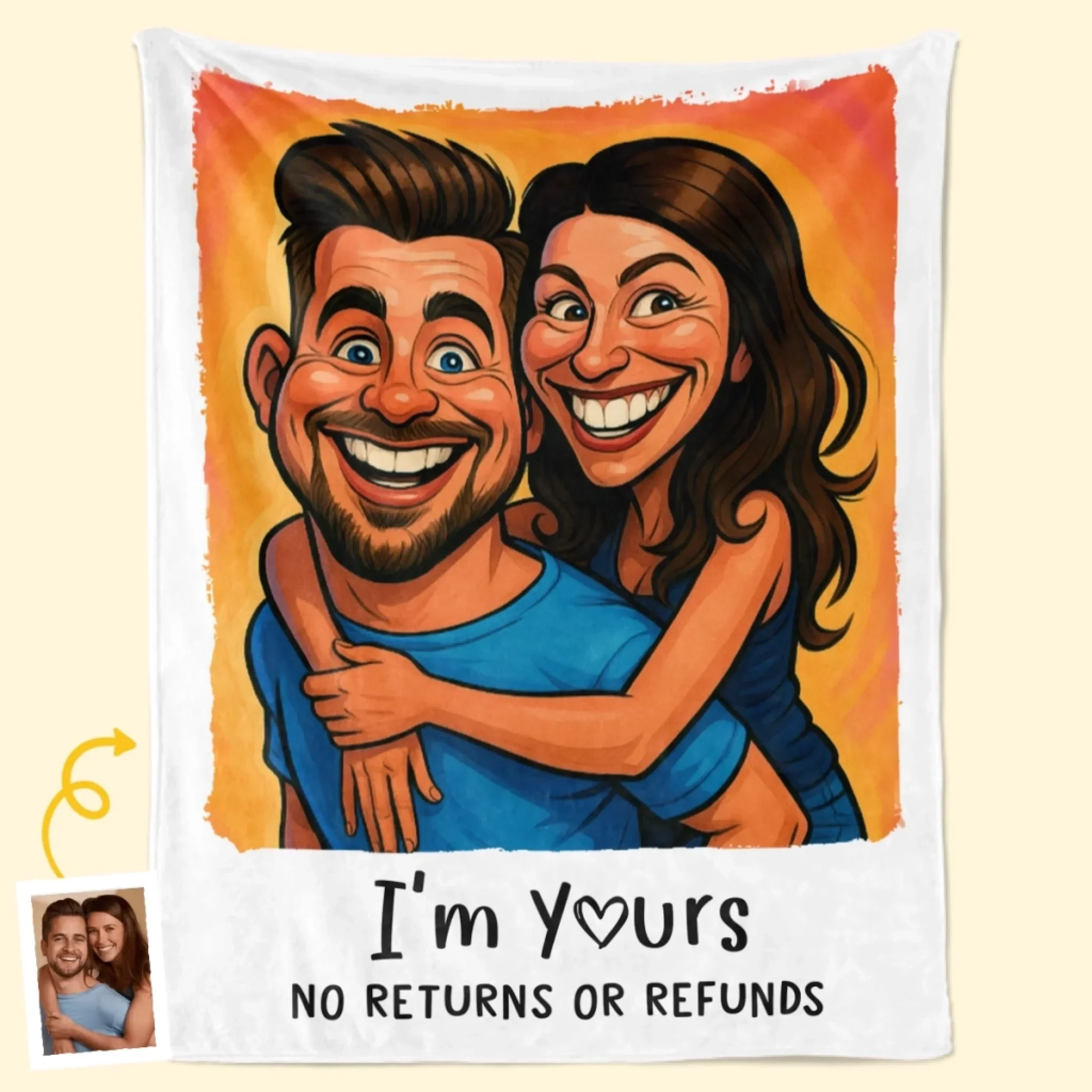 Custom Photo Funny Caricature Blanket - Personalized Anniversary Wedding Gifts For Husband And Wife, Him And Her - Annoying Each Other