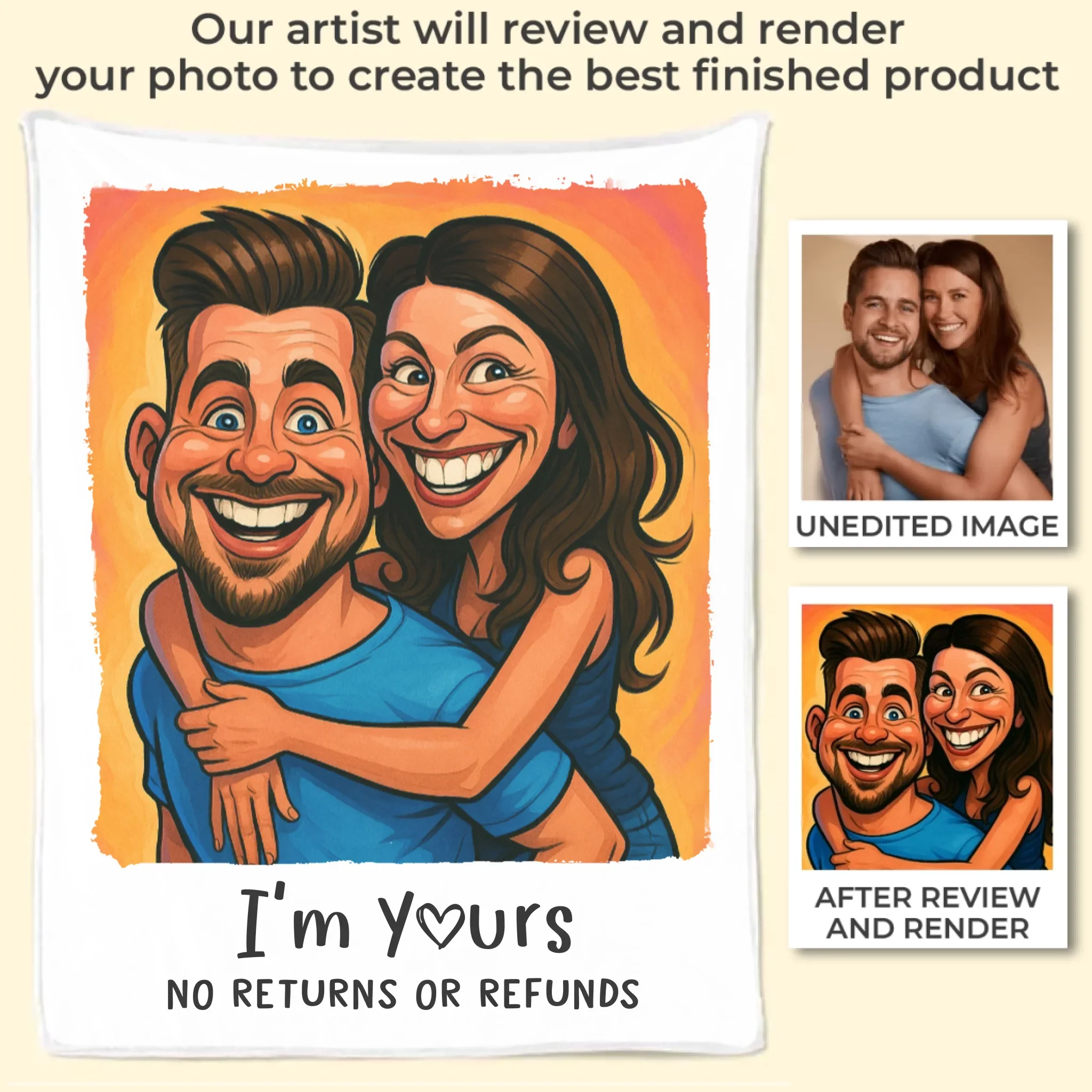 Custom Photo Funny Caricature Blanket - Personalized Anniversary Wedding Gifts For Husband And Wife, Him And Her - Annoying Each Other - Image 2
