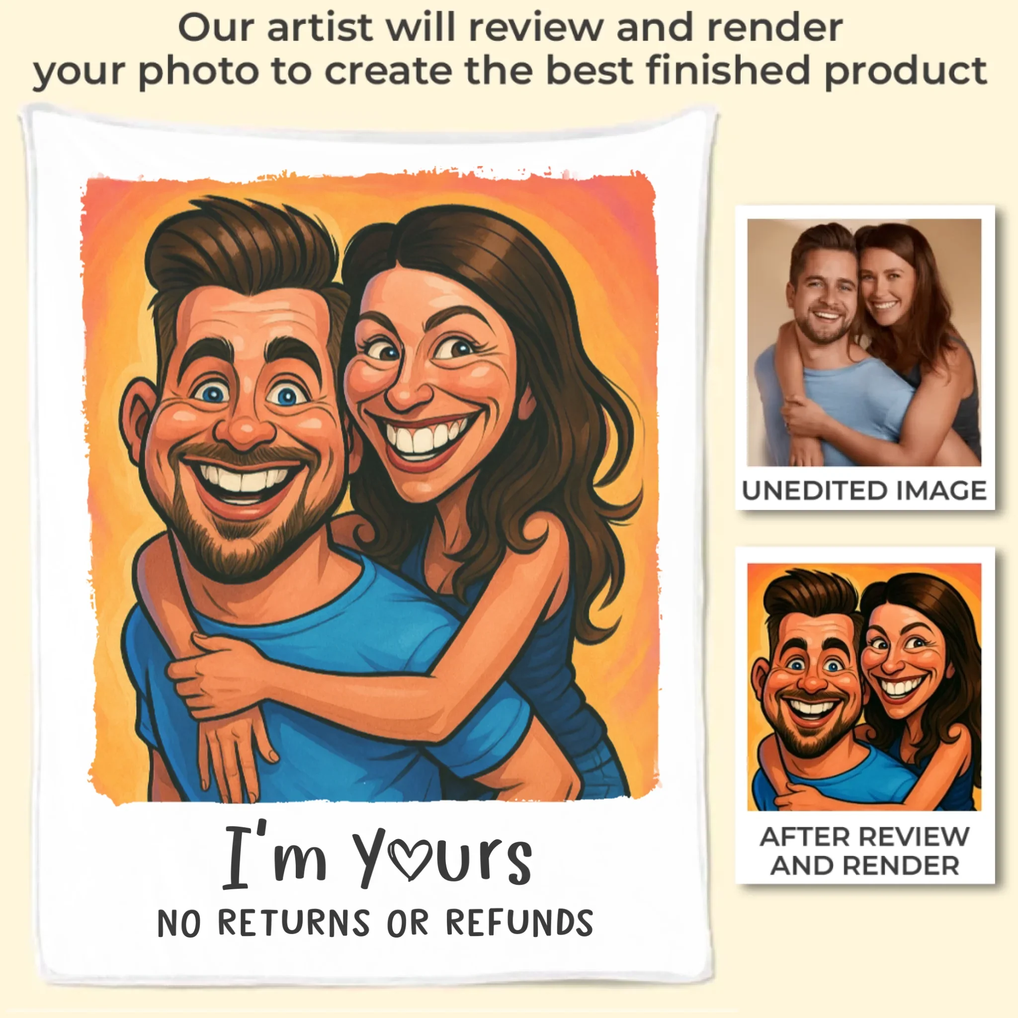 Custom Photo Funny Caricature Blanket - Personalized Anniversary Wedding Gifts For Husband And Wife, Him And Her - Annoying Each Other - Image 6
