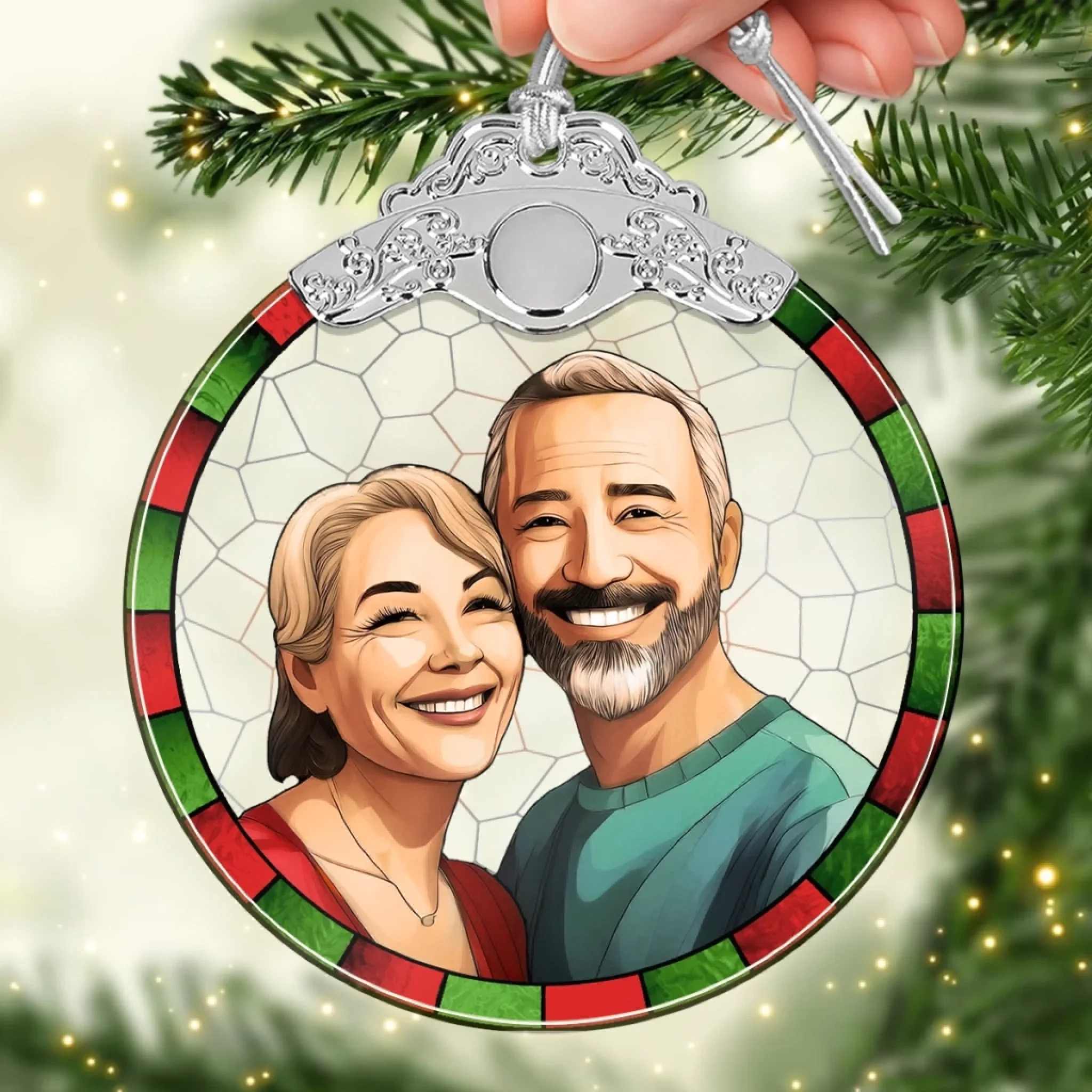 Custom Photo Glass Ornament - Personalized Anniversary Christmas Wedding Gifts For Husband And Wife, Him And Her - Love Grows With Every Year - Image 4