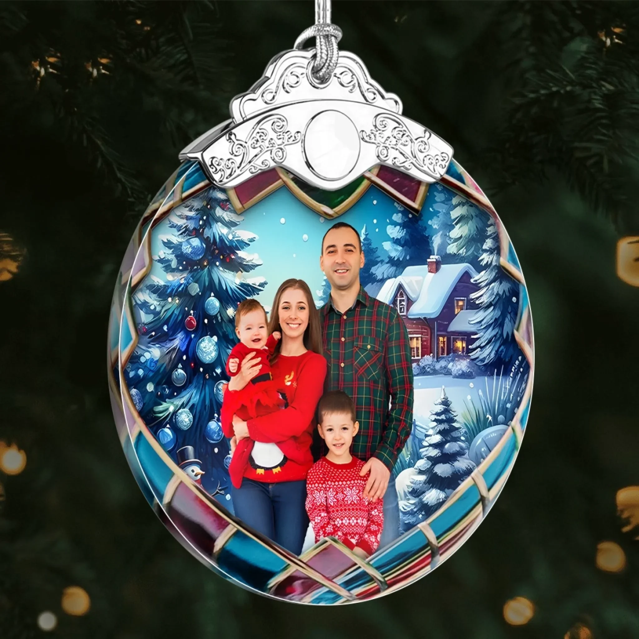 Custom Photo Glass Ornament - Personalized Christmas Birthday Gifts For Mom, Dad, Kids - Our Greatest Gift Is Each Other - Image 3