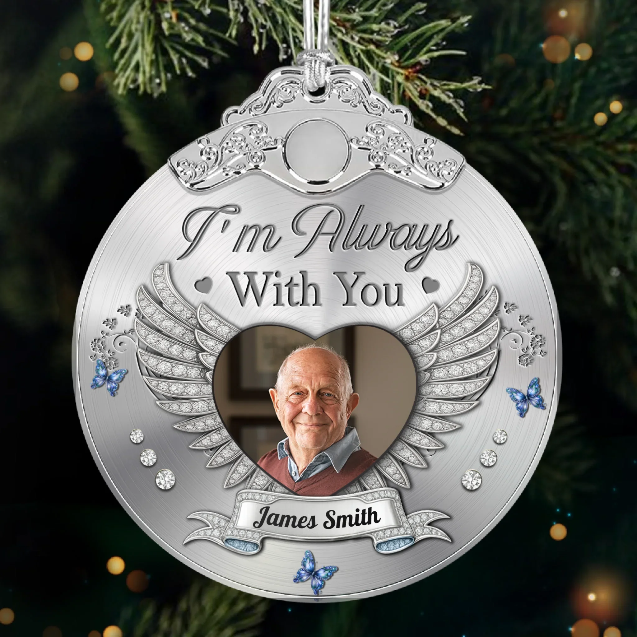 Custom Photo Glass Ornament - Personalized Christmas Memorial Sympathy Gifts For Loss Of Mom, Dad - A Life That Shines On - Image 2