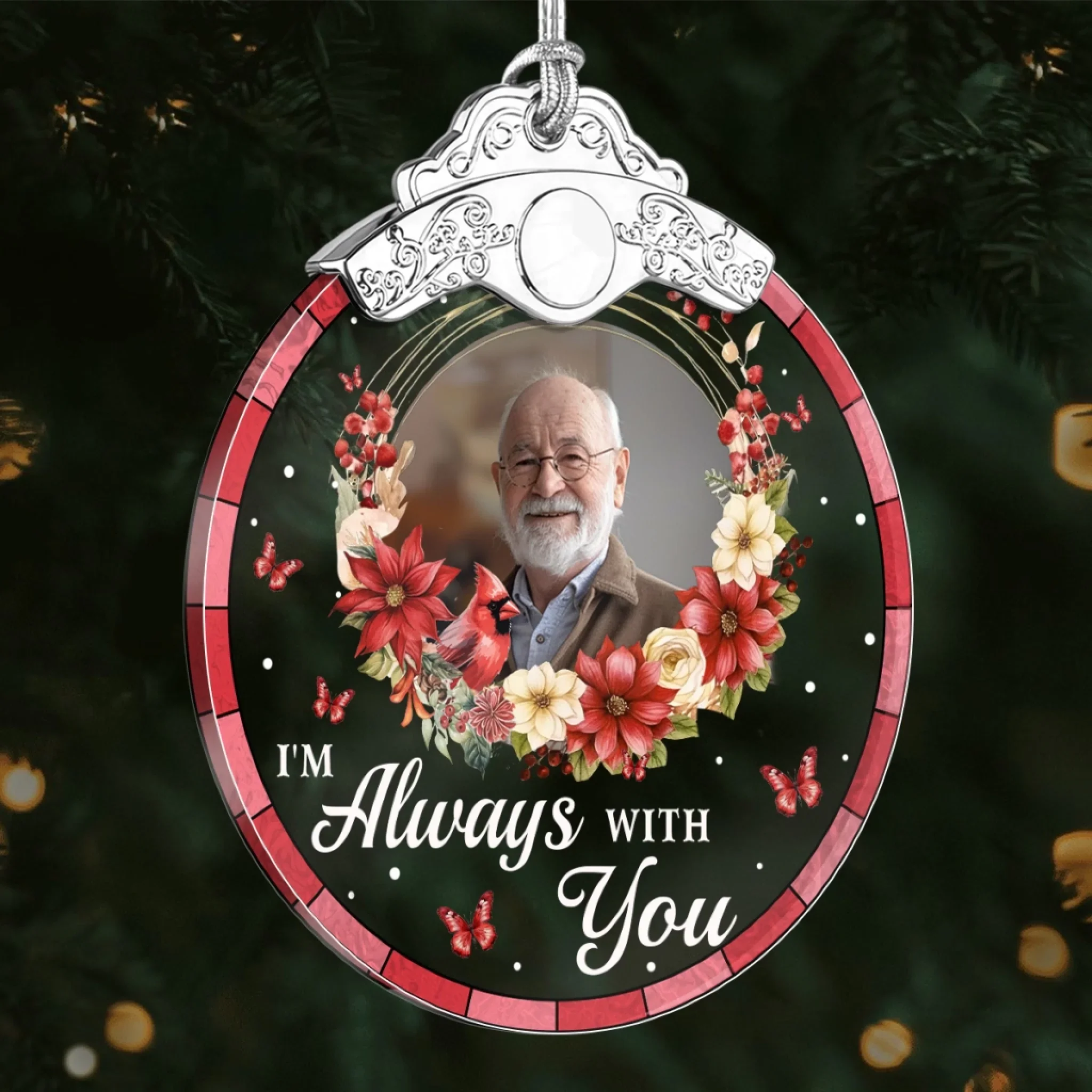 Custom Photo Glass Ornament - Personalized Christmas Memorial Sympathy Gifts For Loss Of Mom, Dad - Cherished Memories Live Within Us - Image 3