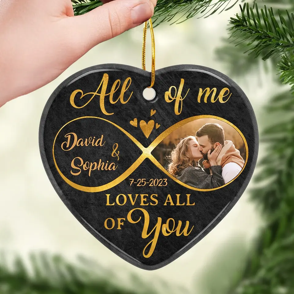 Custom Photo God Has Given Us The Gift Of Love To Understand What True Love Is - Couple Personalized Custom Ornament - Ceramic Heart Shaped - Christmas Gift For Husband Wife, Anniversary - Image 3